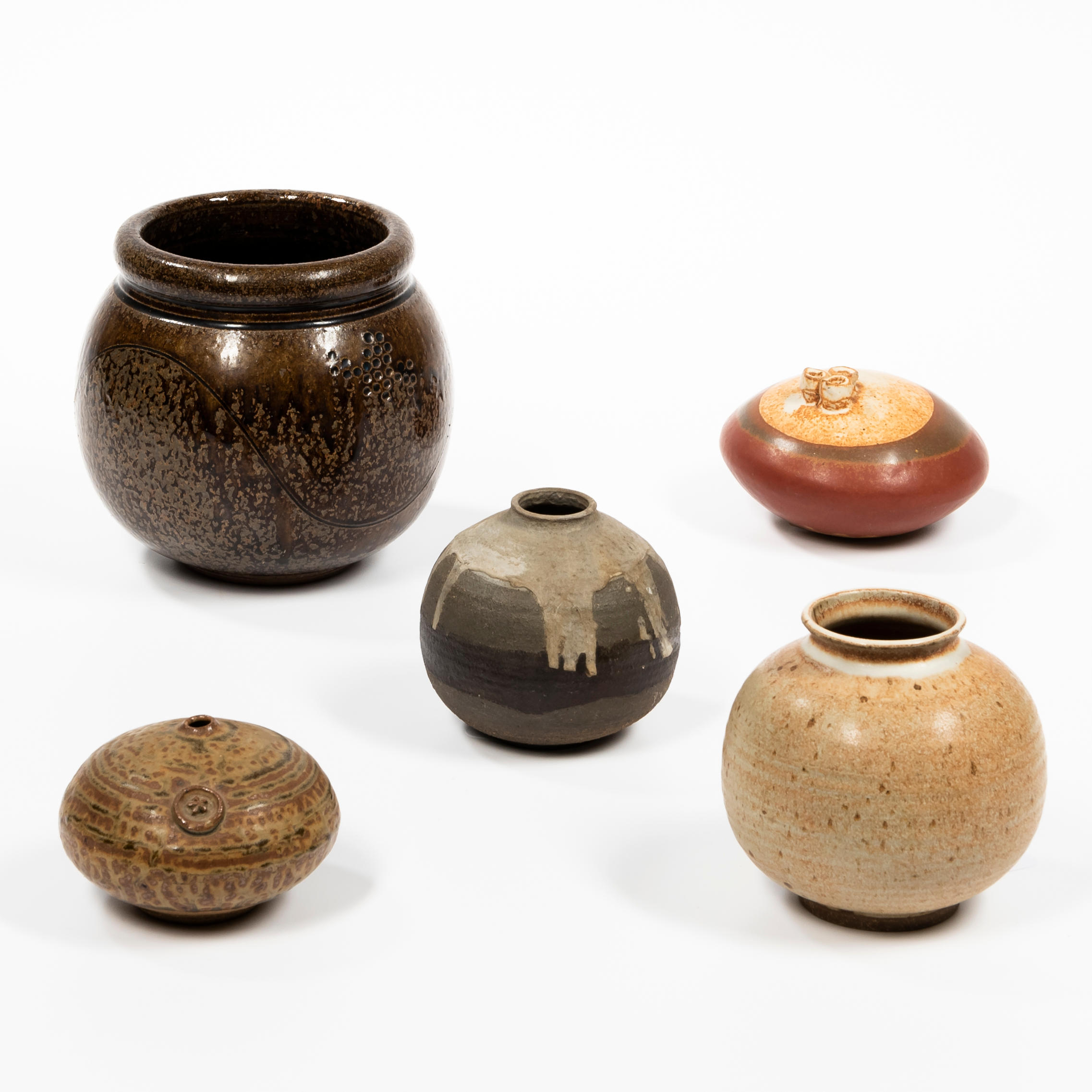 FIVE STUDIO ART POTTERY VESSELS