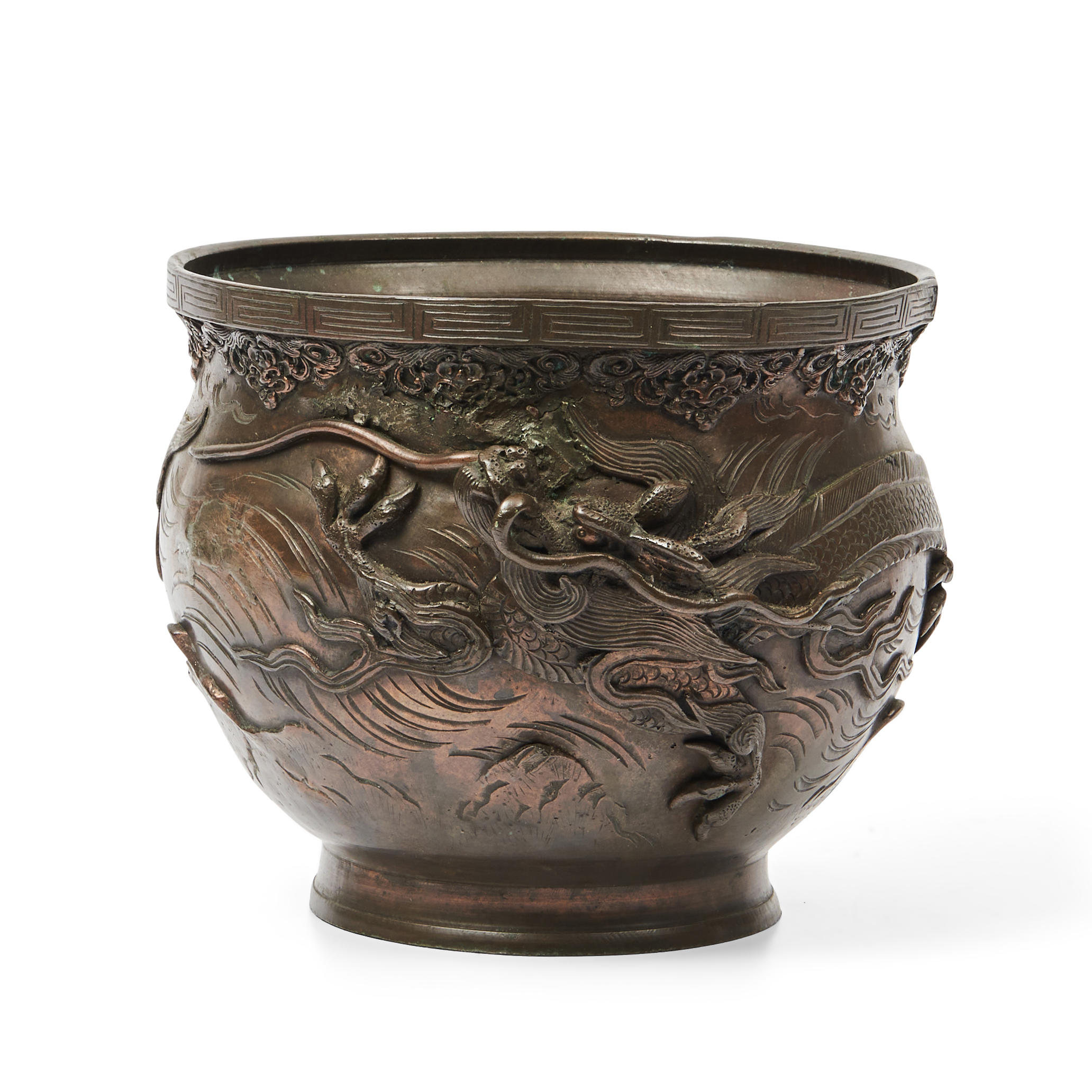 ASIAN-STYLE METAL JARDINIERE with