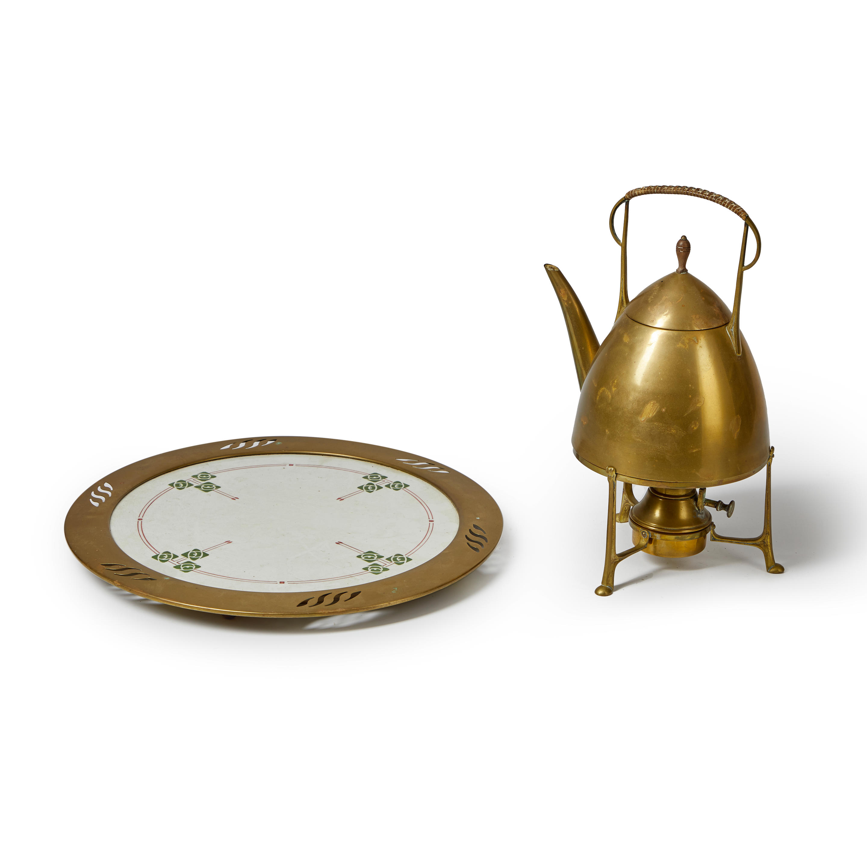 BRASS KETTLE ON STAND AND CERAMIC 3ae81d