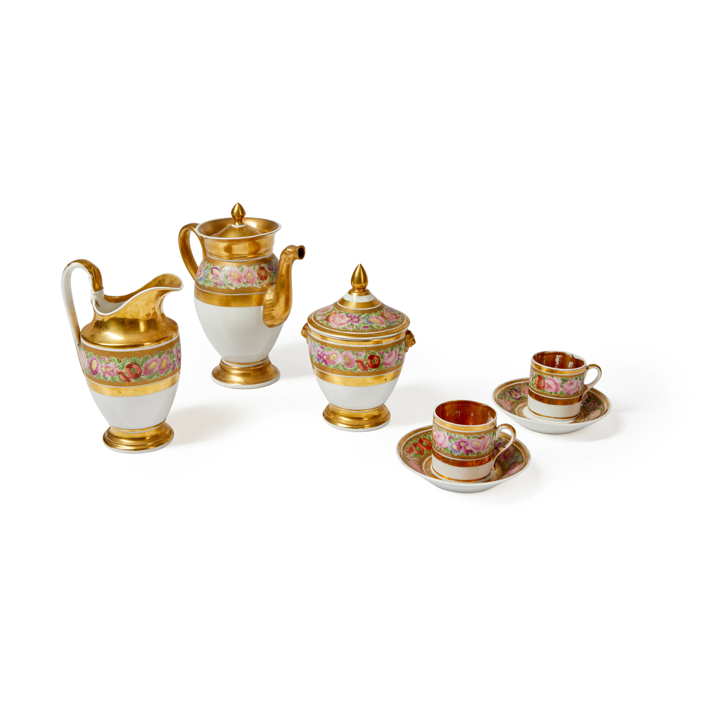 FRENCH GILT PORCELAIN COFFEE SET