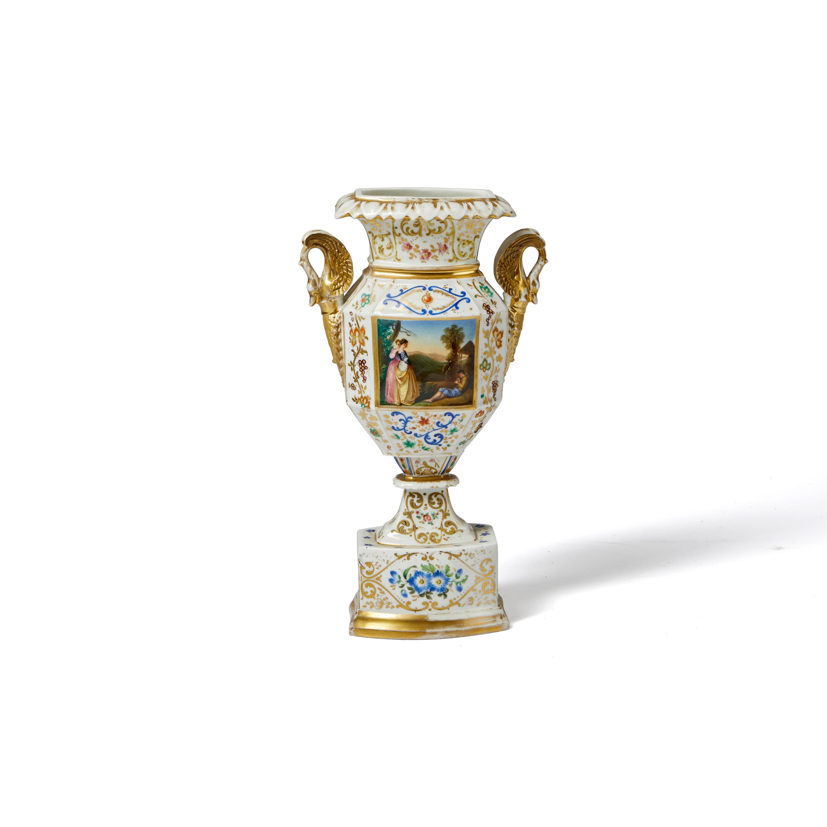 FRENCH PORCELAIN VASE with gilded swan