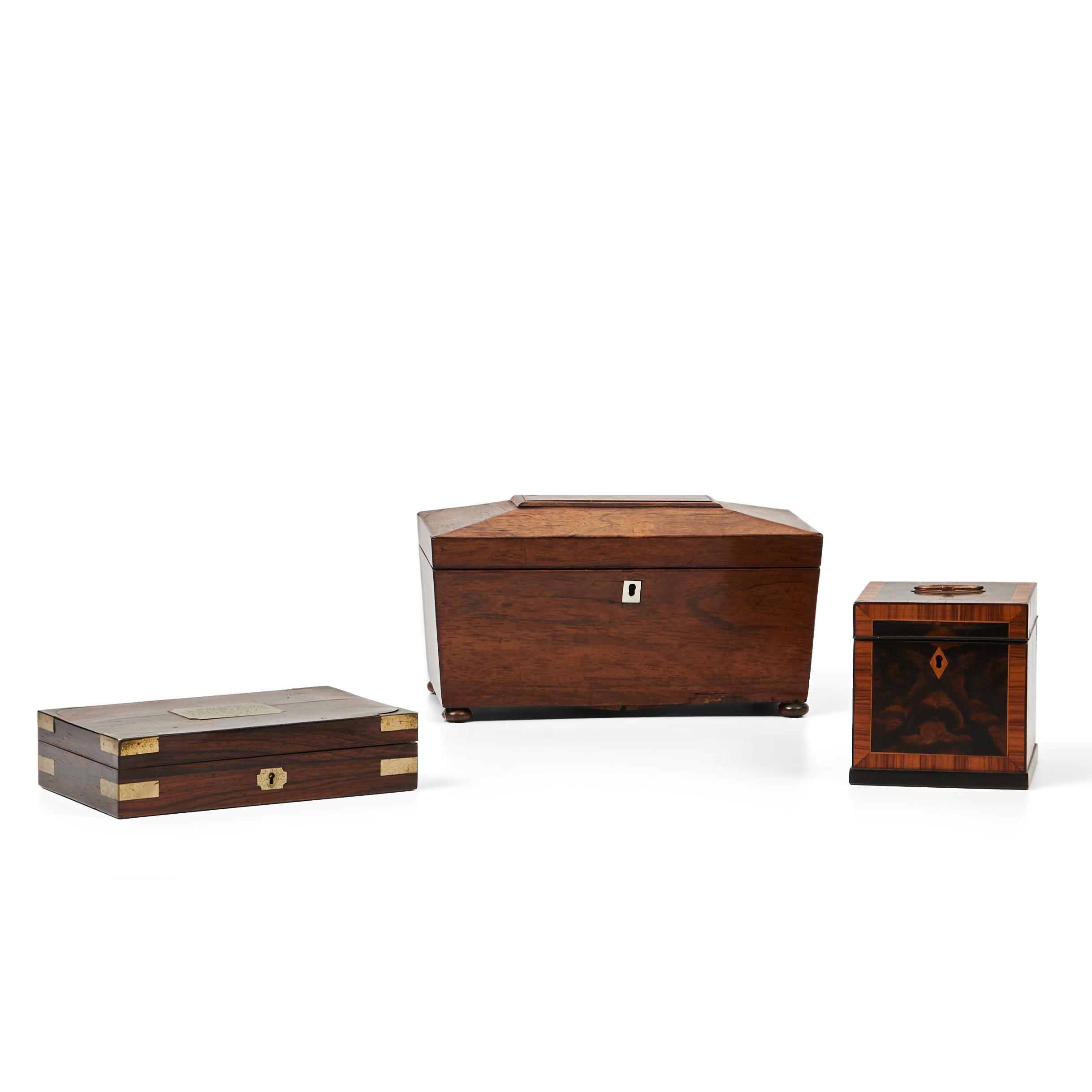 TWO TEA CADDIES AND SMALL CIGAR 3ae867