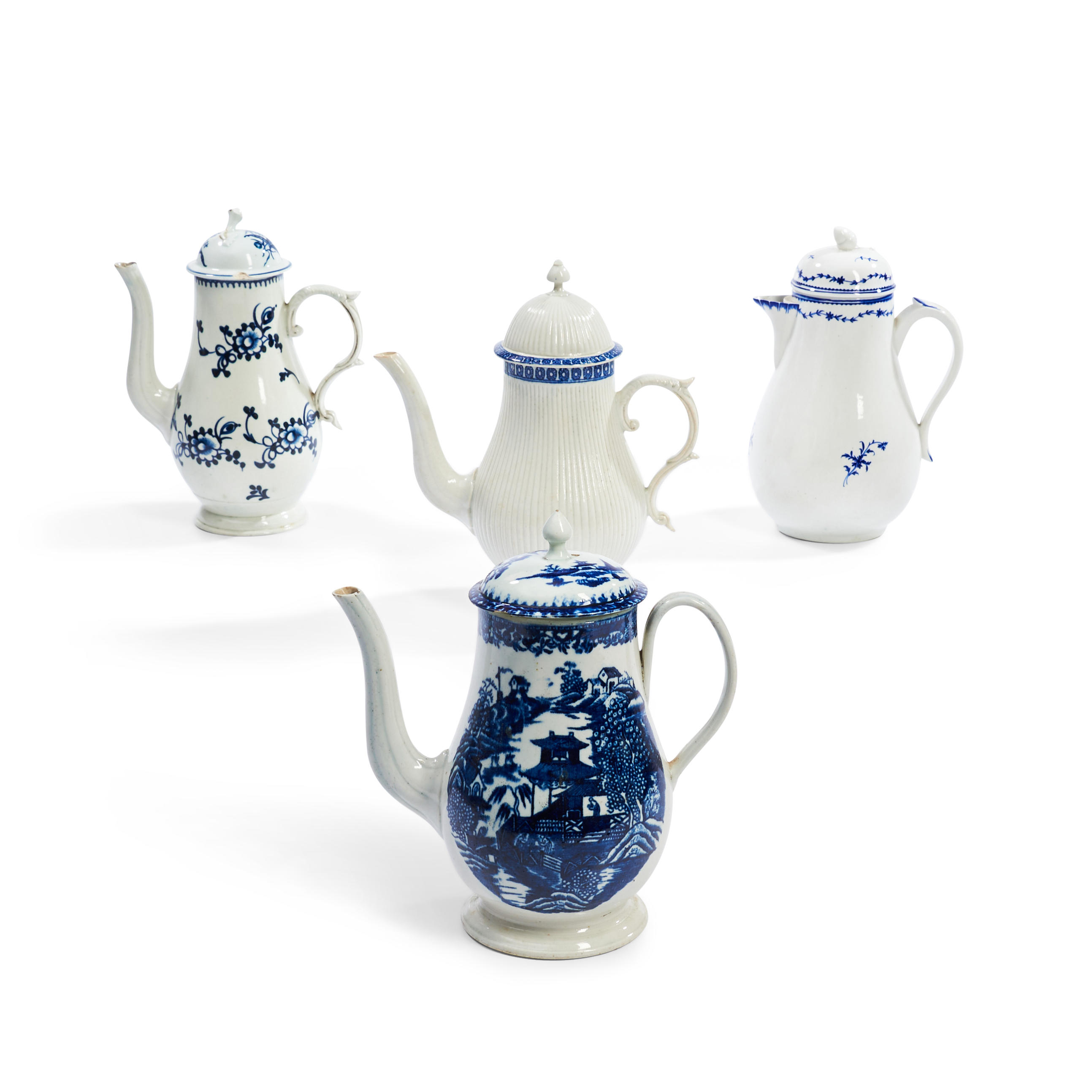 FOUR PORCELAIN BLUE AND WHITE DECORATED 3ae8b6