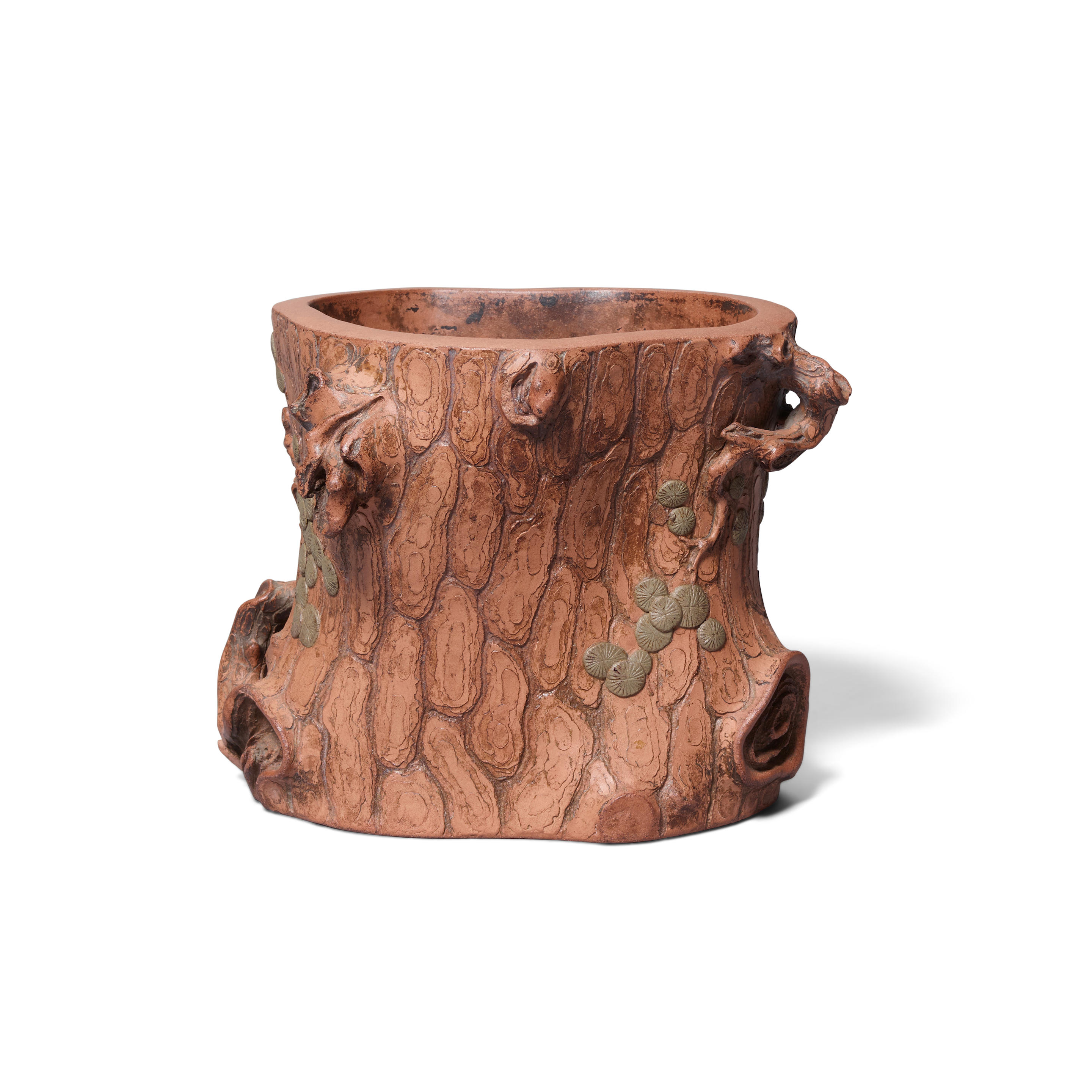 A YIXING TRUNK-FORM BRUSHPOT 20TH