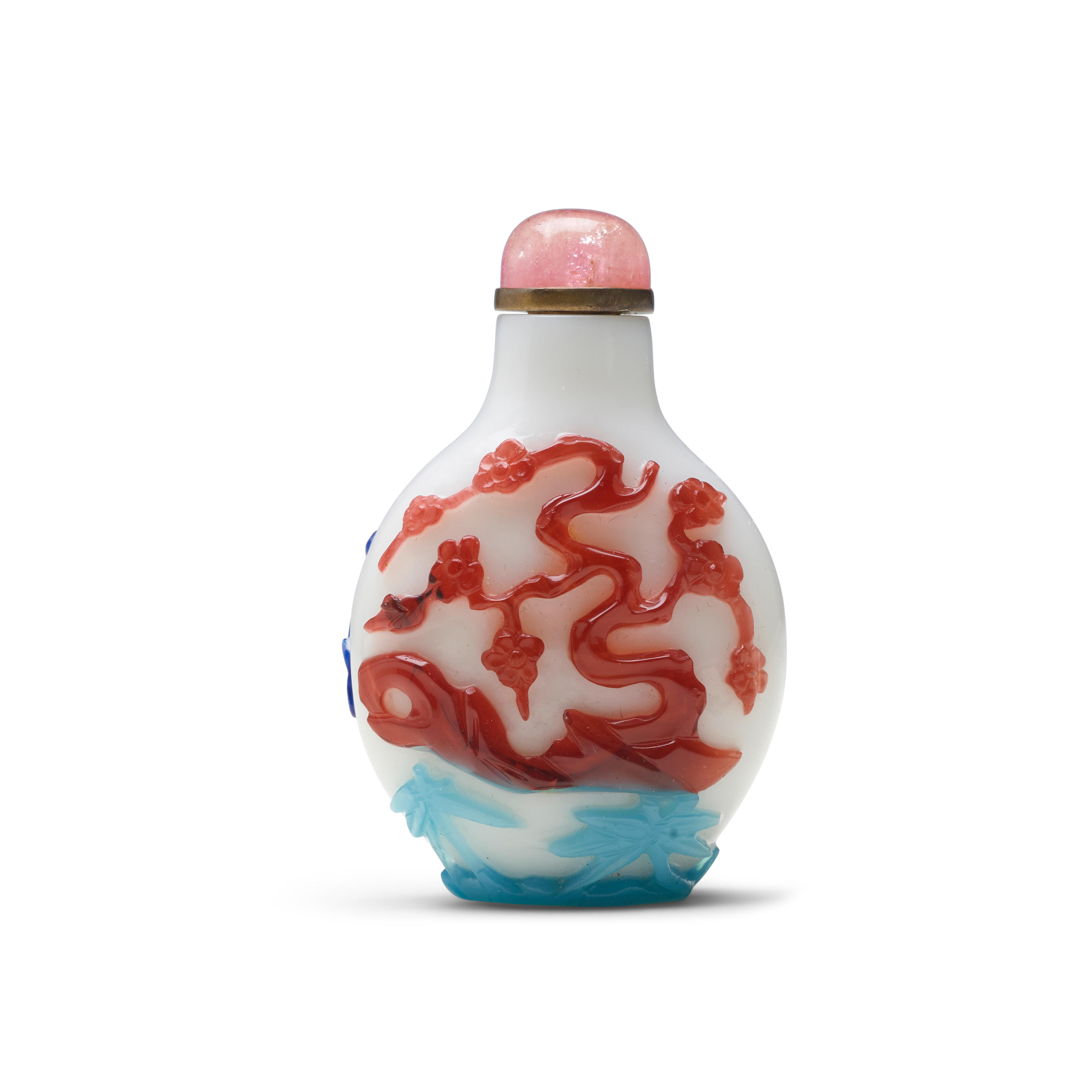 A TRI-COLOR-OVERLAY MILK-WHITE GLASS