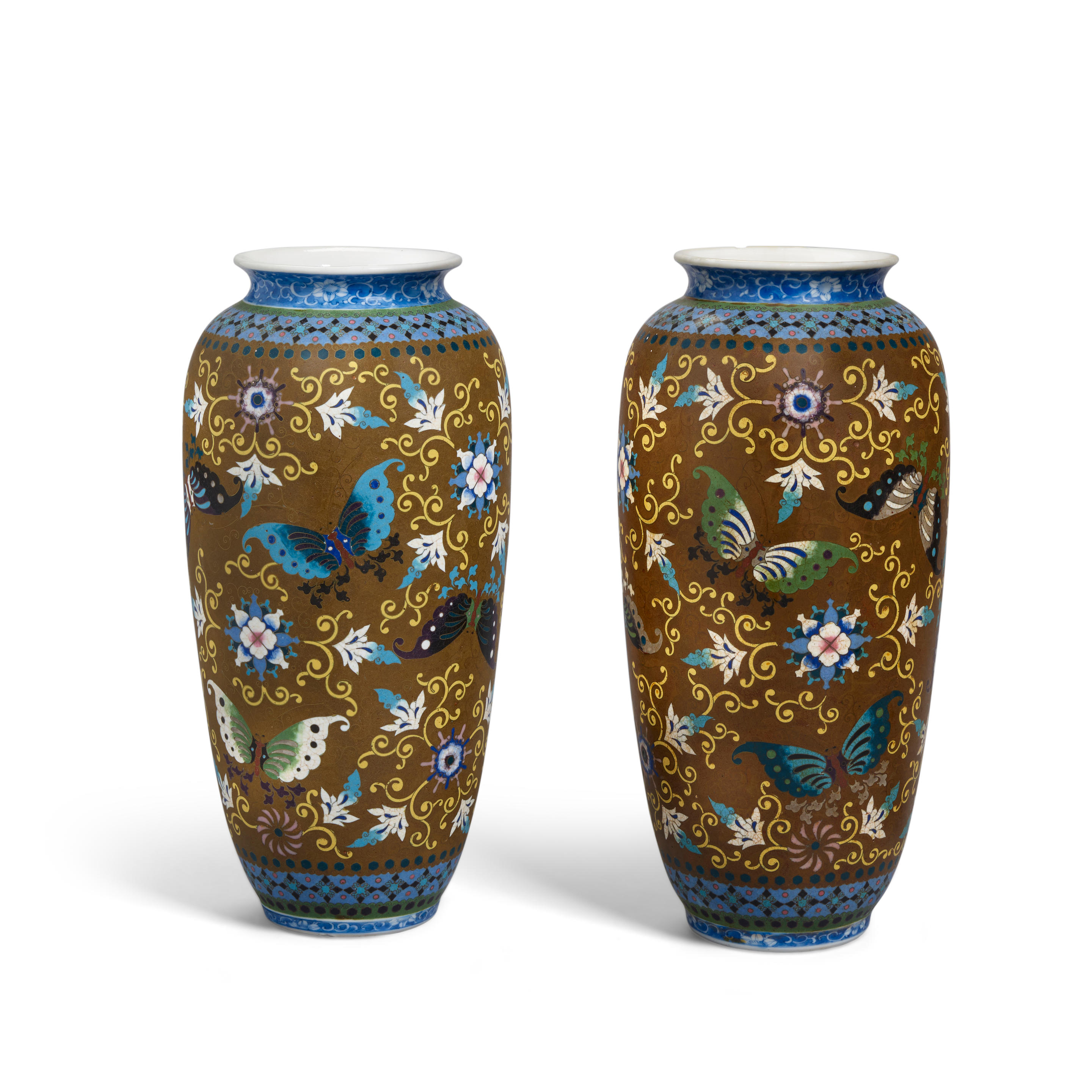 A PAIR OF JAPANESE CLOISONNÉ-ENAMEL