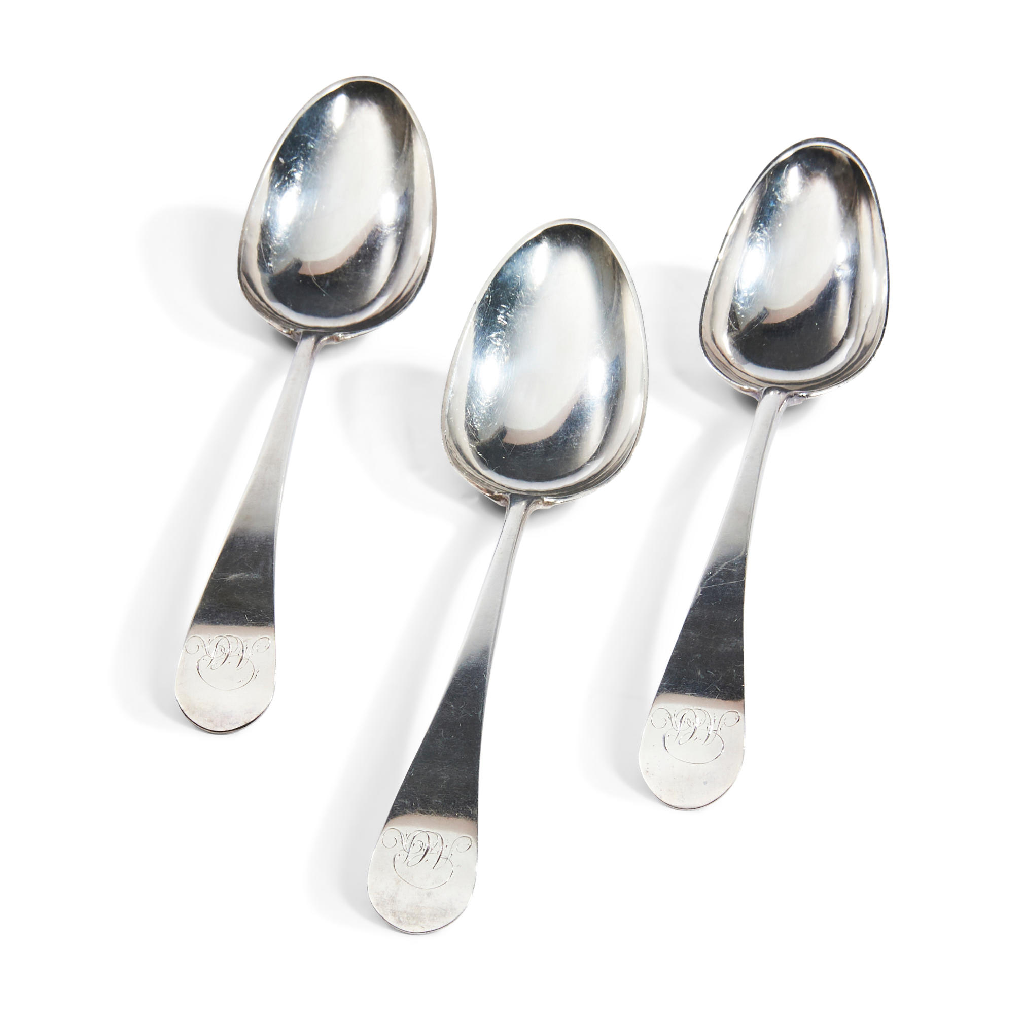 THREE AMERICAN SILVER SERVING SPOONS  3aea2b