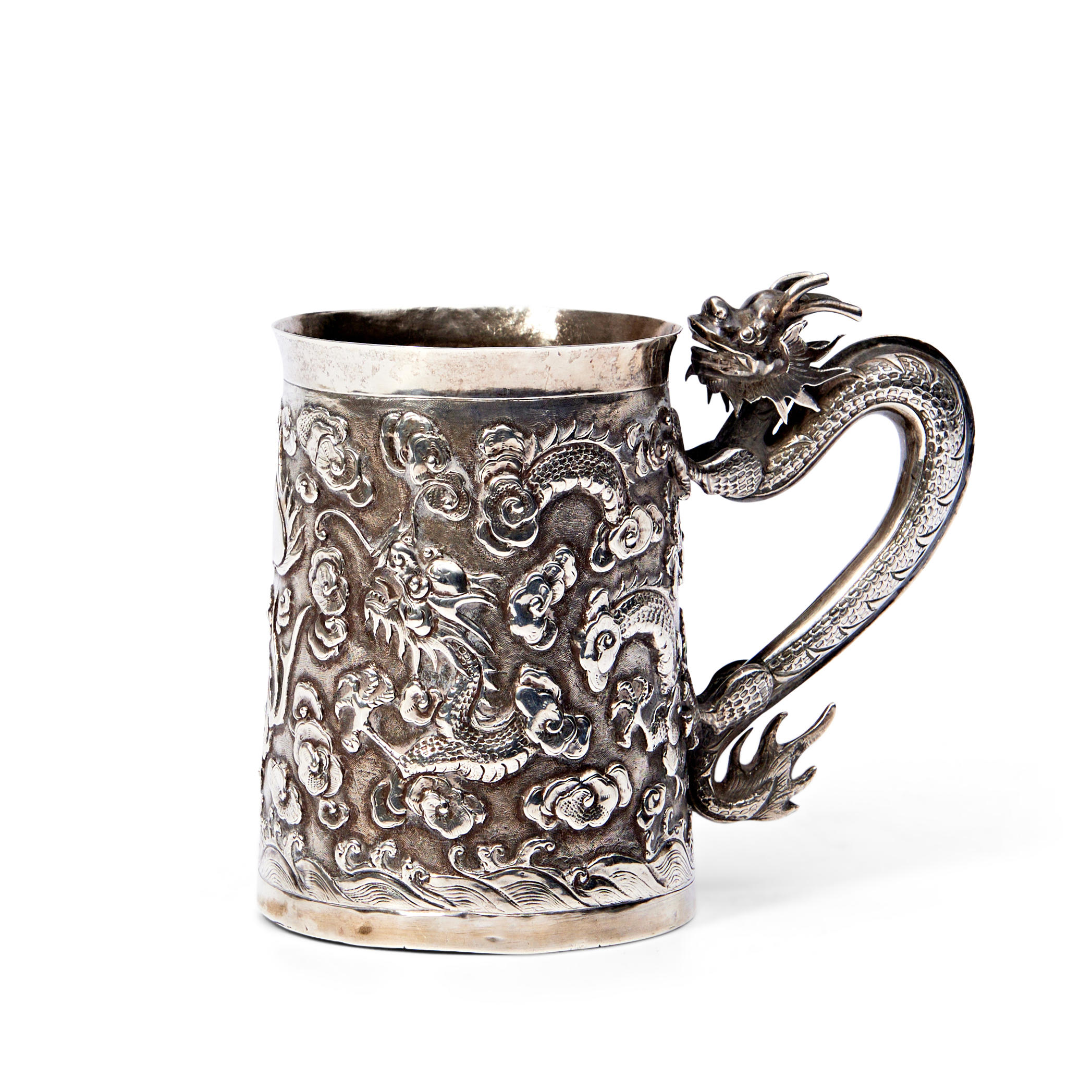 CHINESE EXPORT SILVER TANKARD,