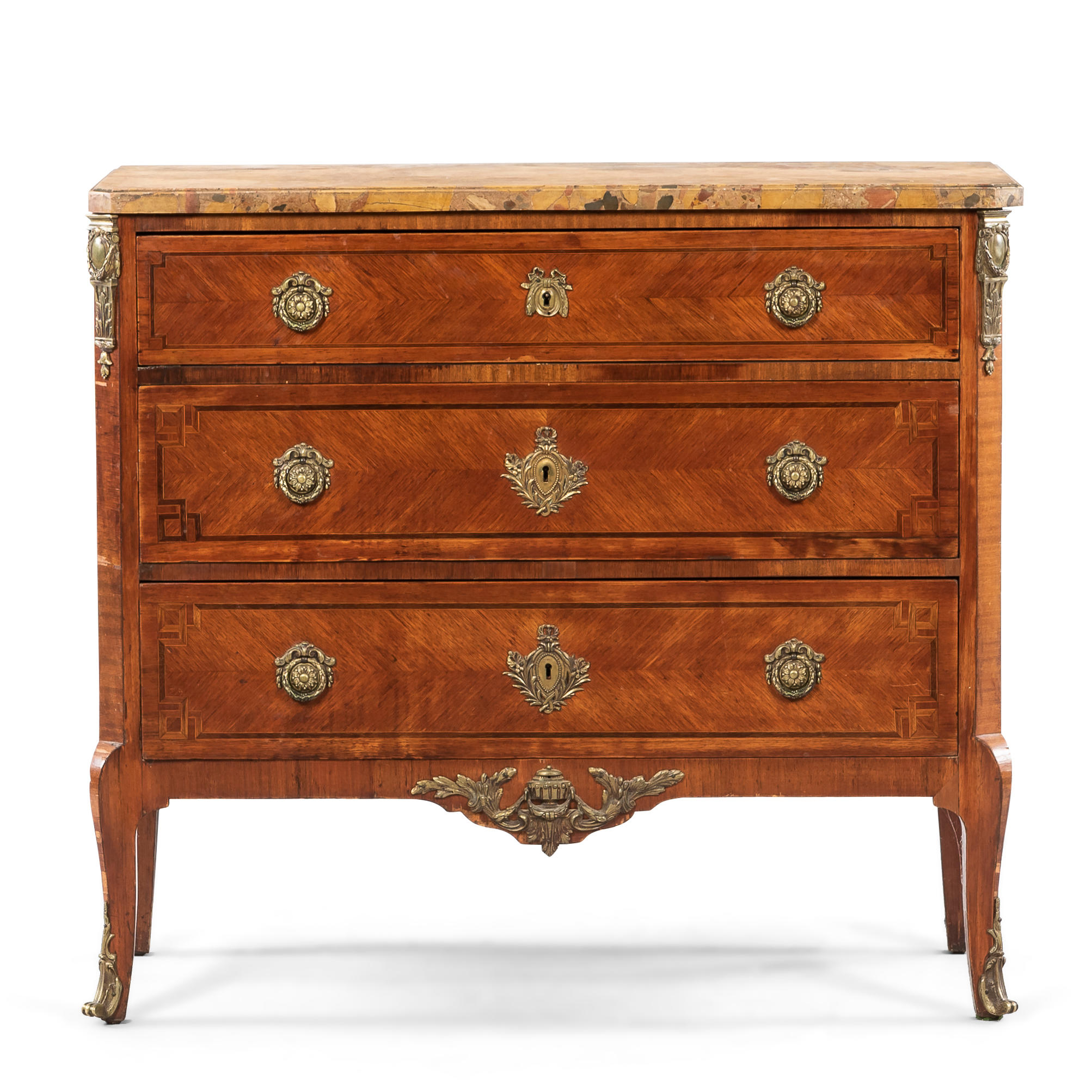 LOUIS XV STYLE MARBLE TOP COMMODE,