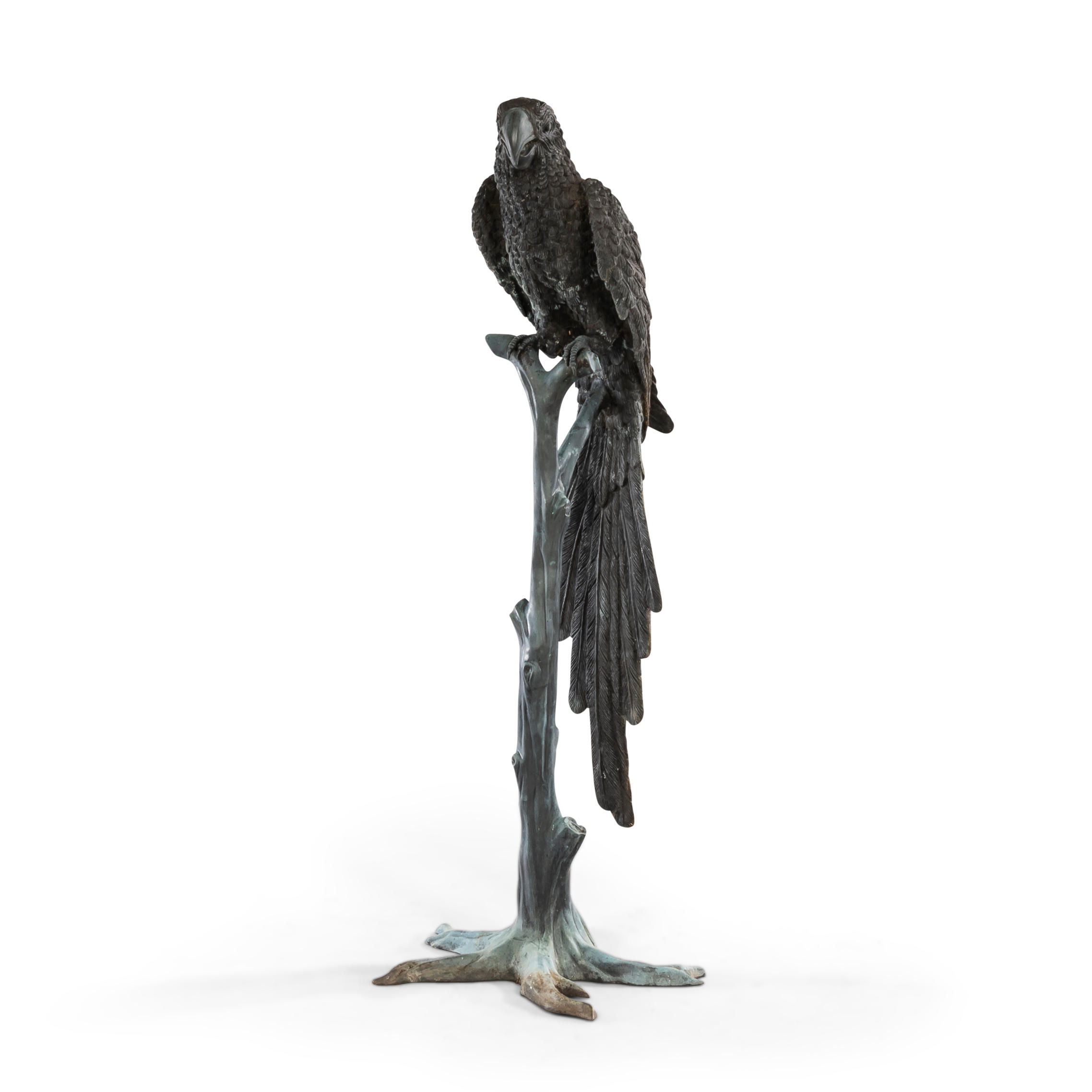 MONUMENTAL BRONZE FIGURE OF A PARROT,
