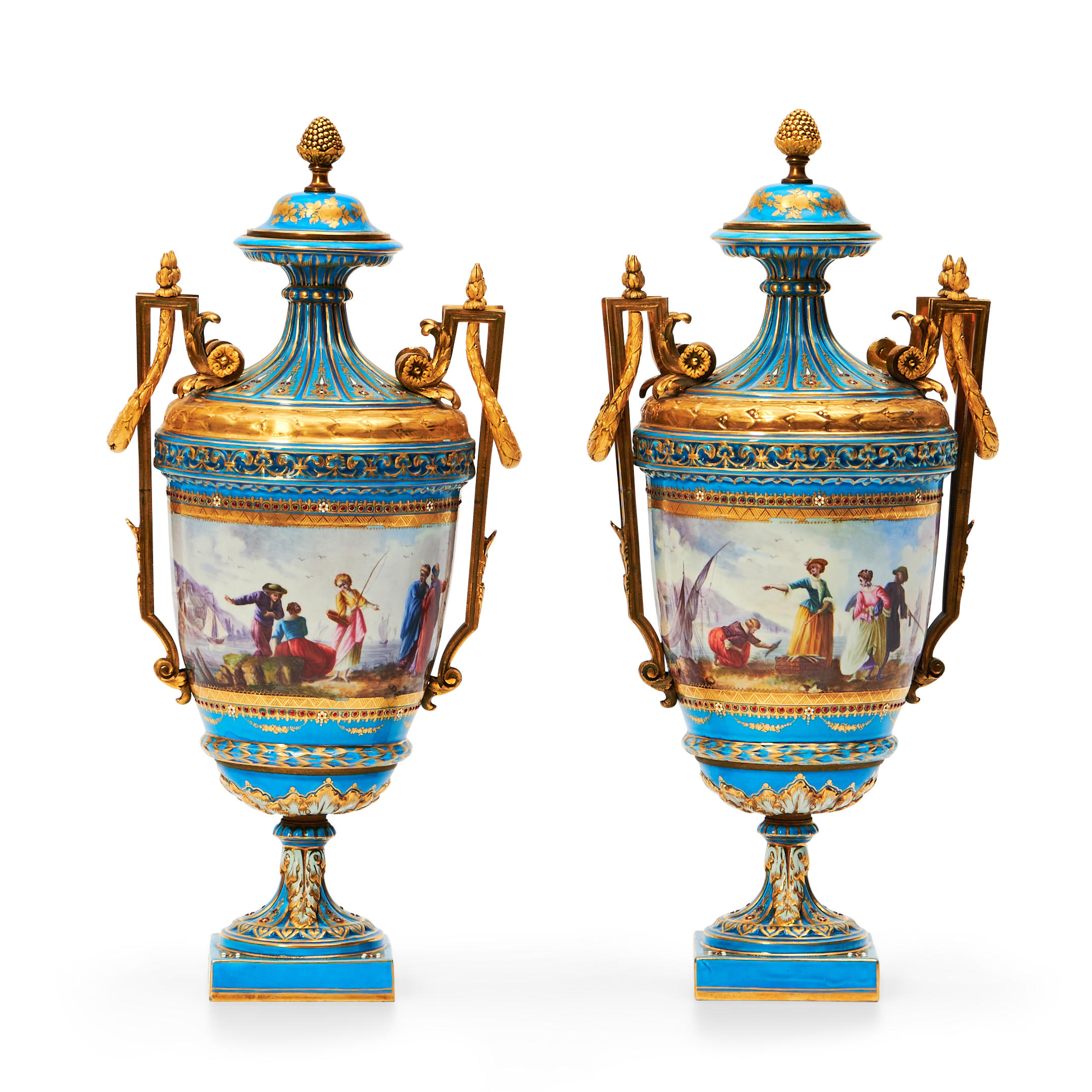 PAIR OF SEVRES STYLE BRONZE MOUNTED 3aeaf6