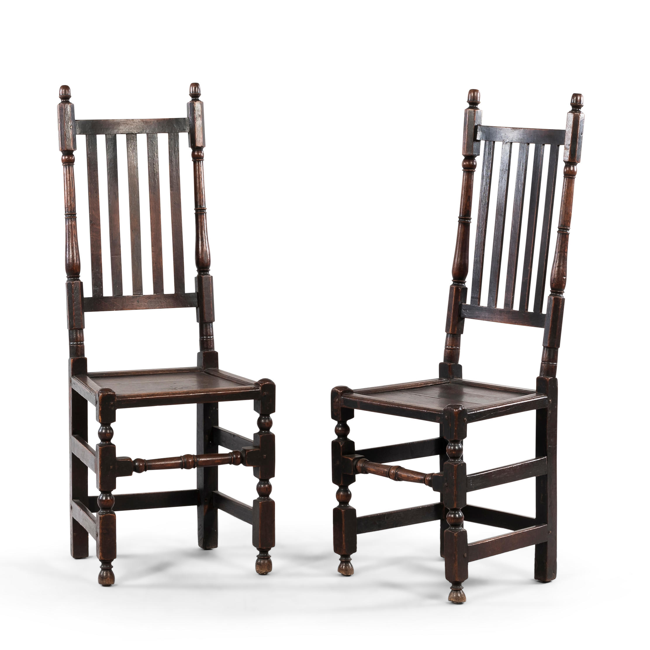 PAIR OF OAK BANNISTER-BACK SIDE