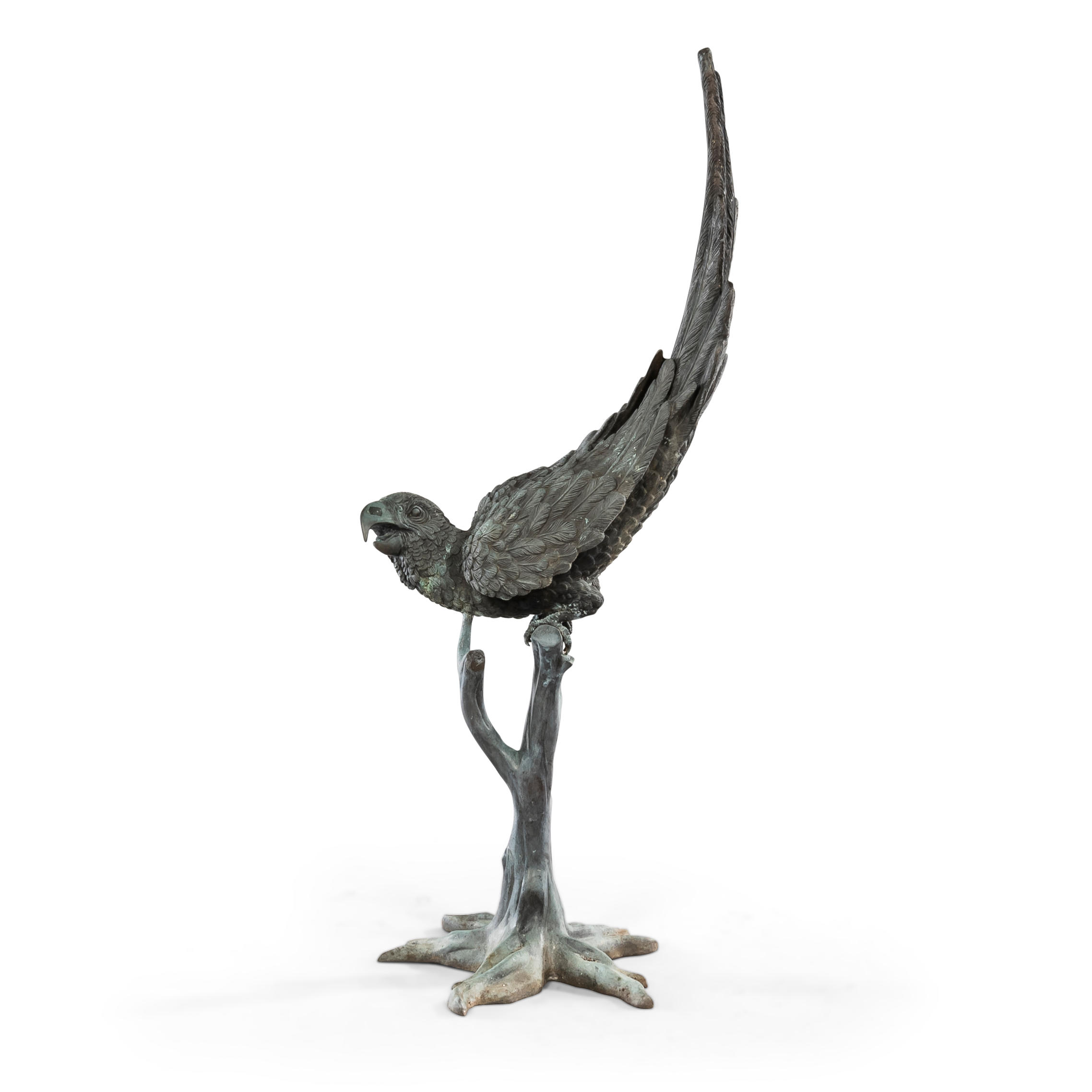 MONUMENTAL BRONZE FIGURE OF A PARROT,