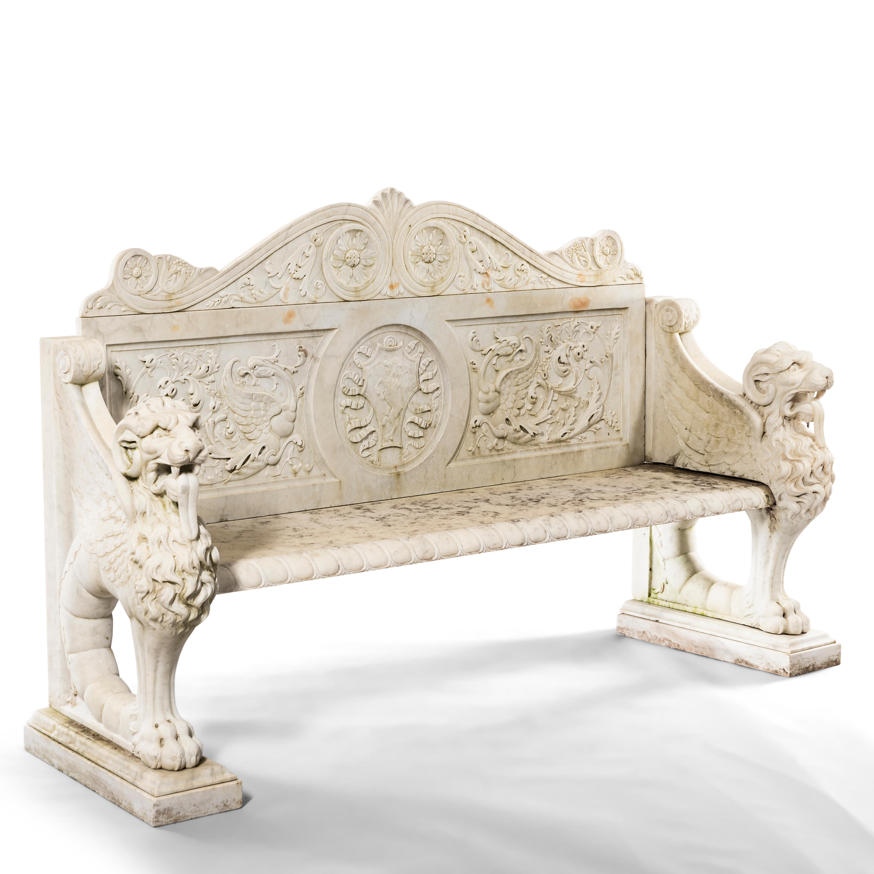 CARVED CARRARA MARBLE BENCH WITH 3aeb2f