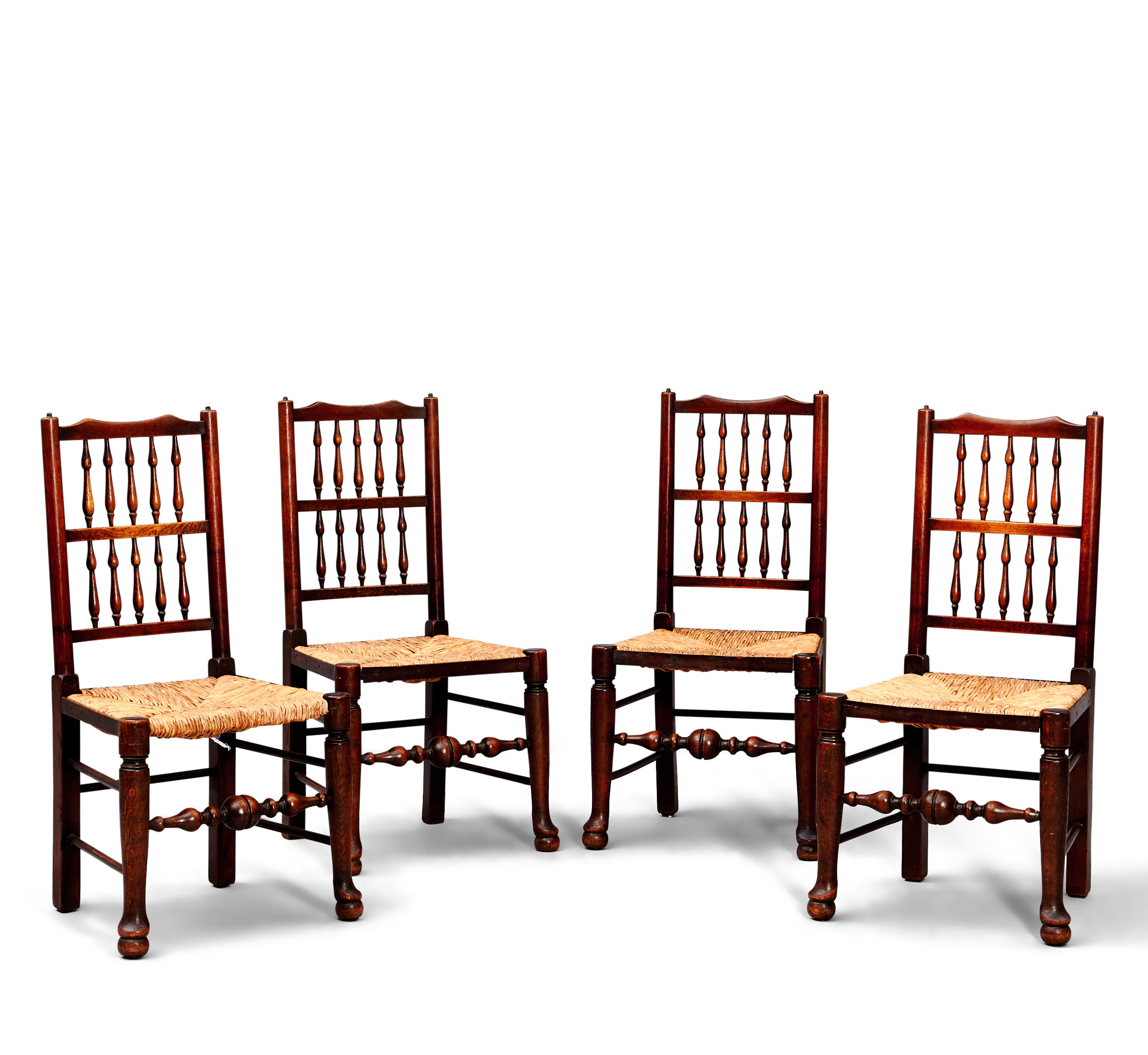 FOUR OAK SPINDLE BACK SIDE CHAIRS  3aeb2a