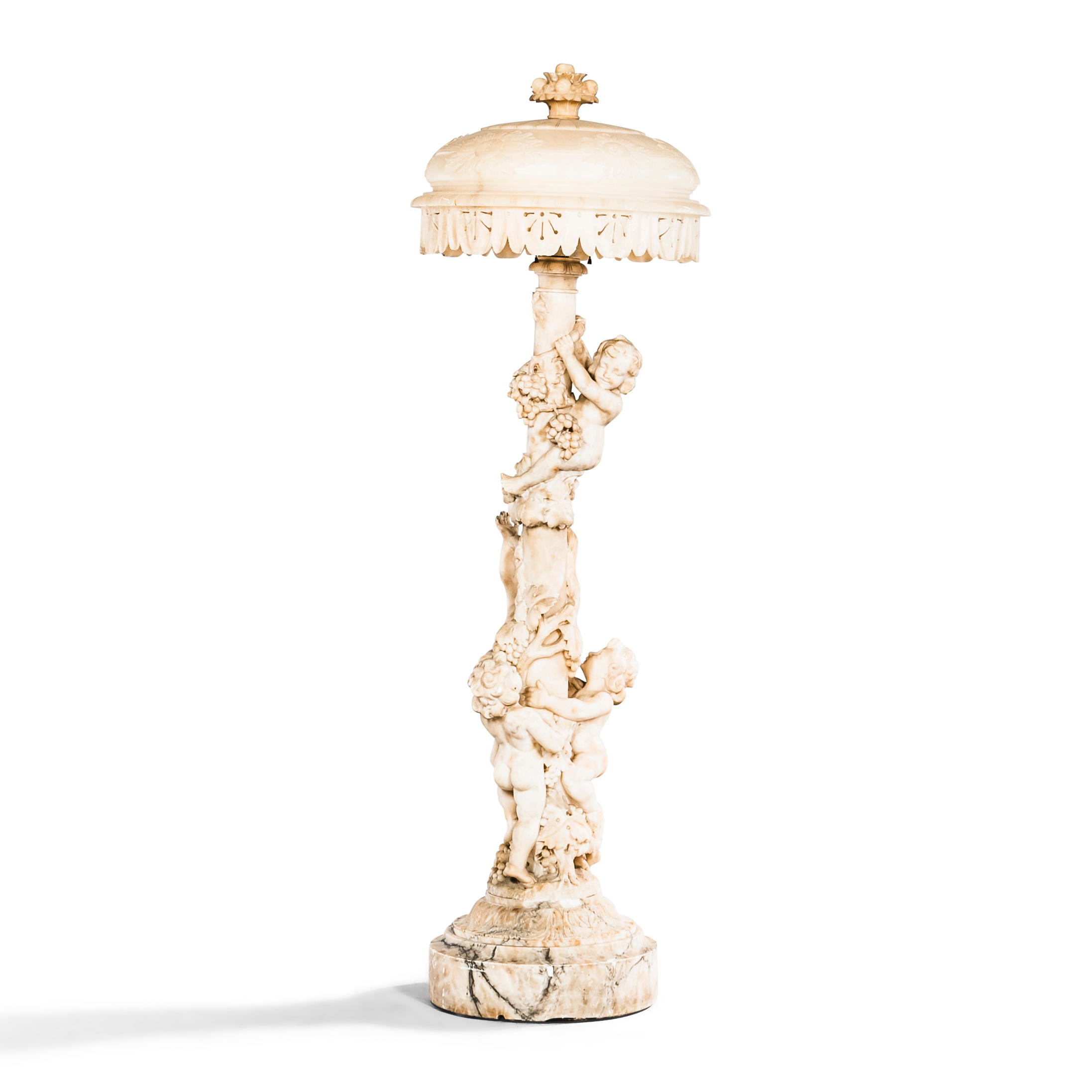 CARVED ALABASTER FLOOR LAMP, Italy,