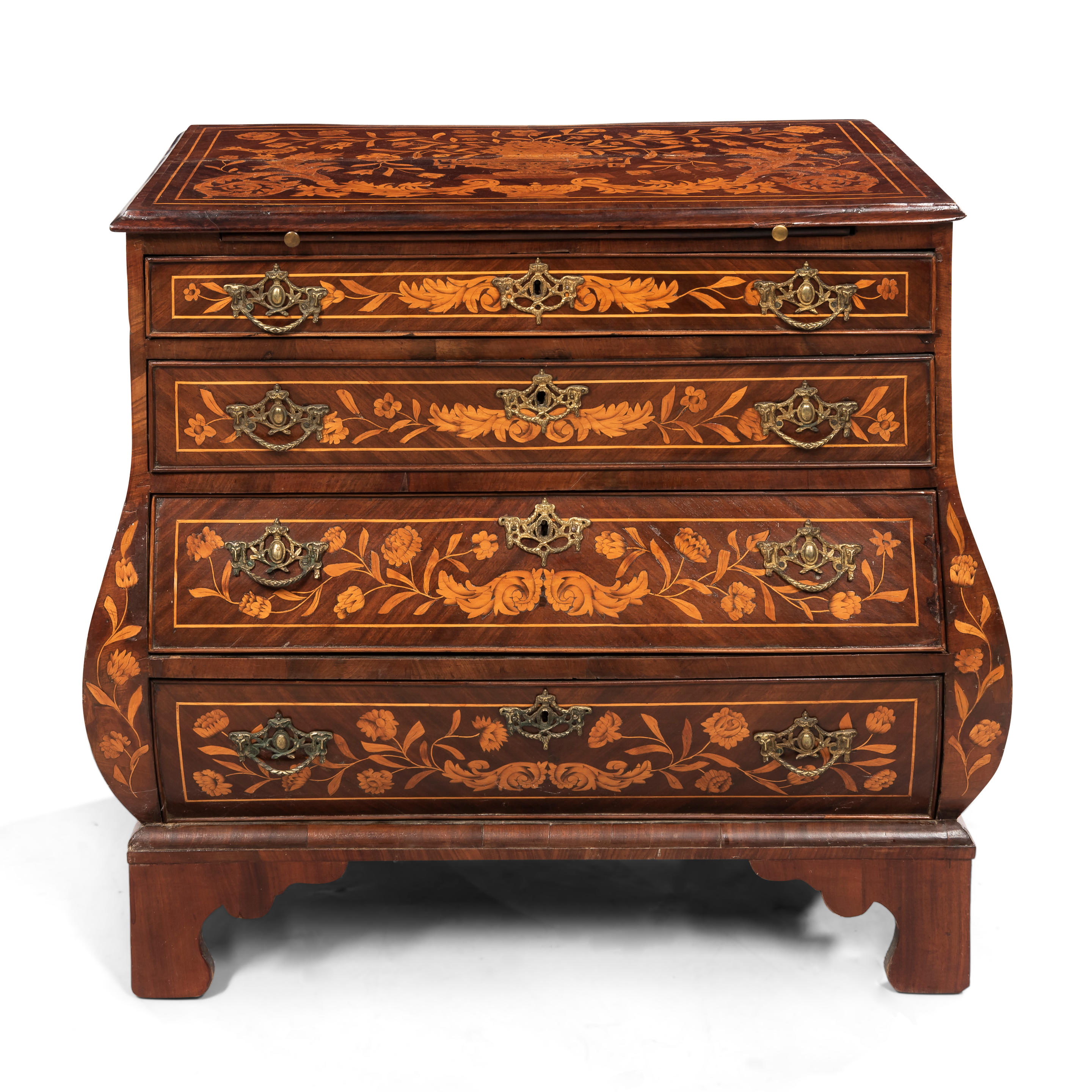 DUTCH MARQUETRY BOMBE COMMODE  3aeb34