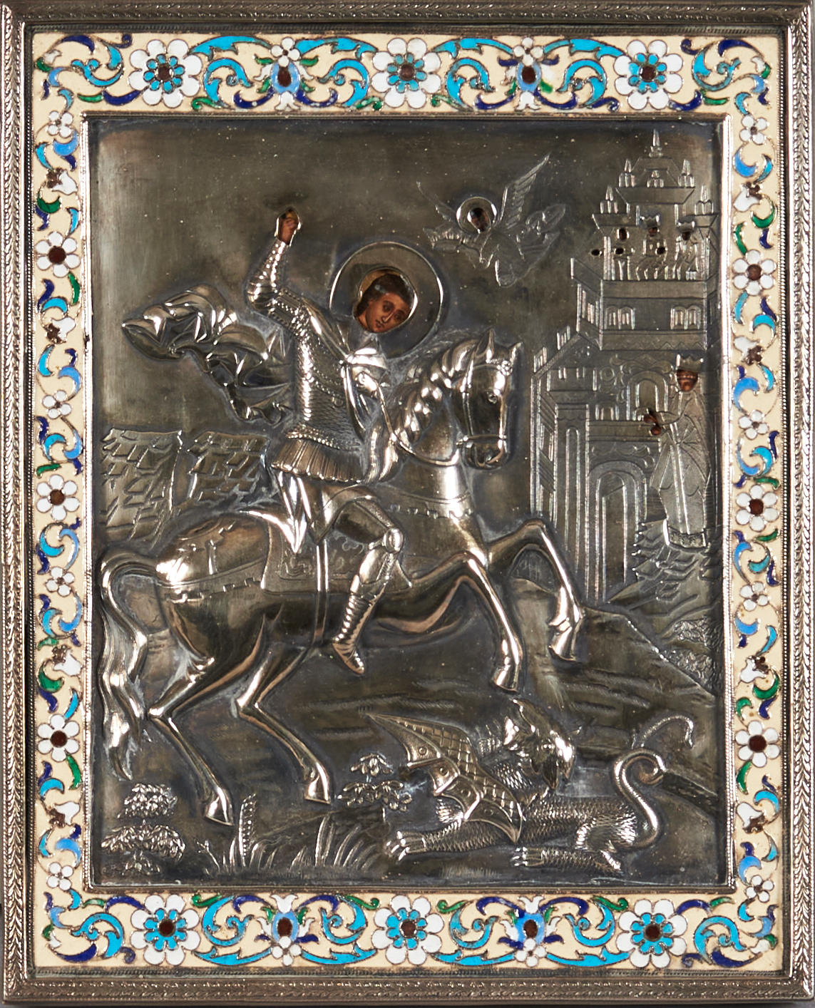 RUSSIAN ICON OF ST. GEORGE SLAYING