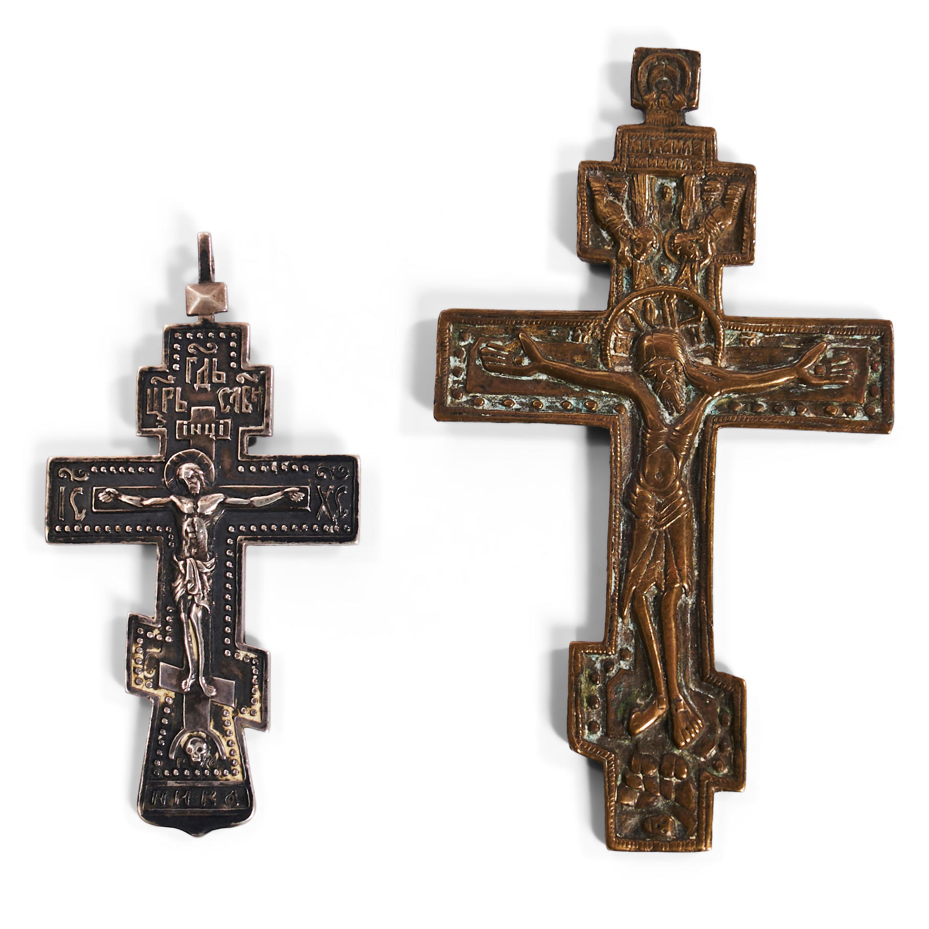 TWO RUSSIAN PECTORAL CROSSES, a