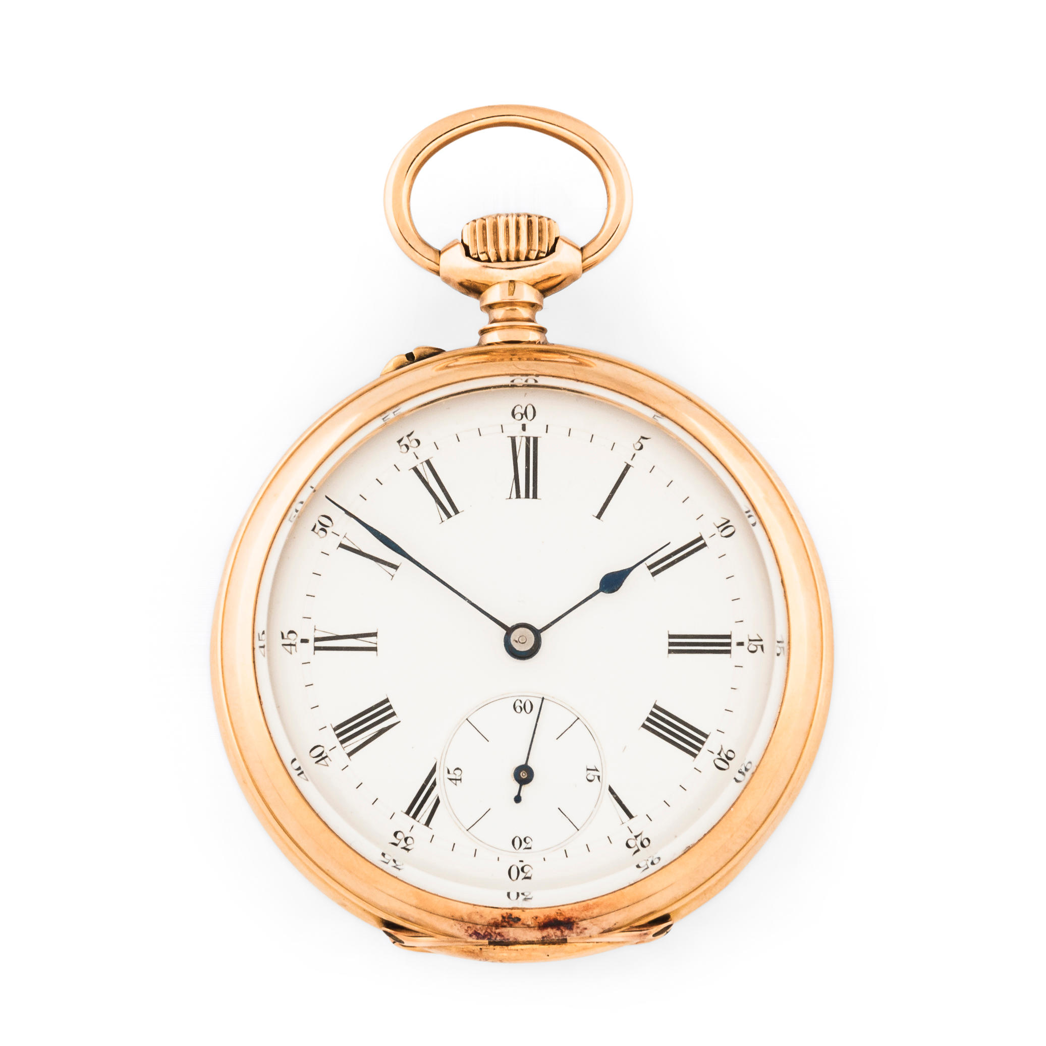 SWISS 18KT GOLD OPEN-FACE WATCH Movement: