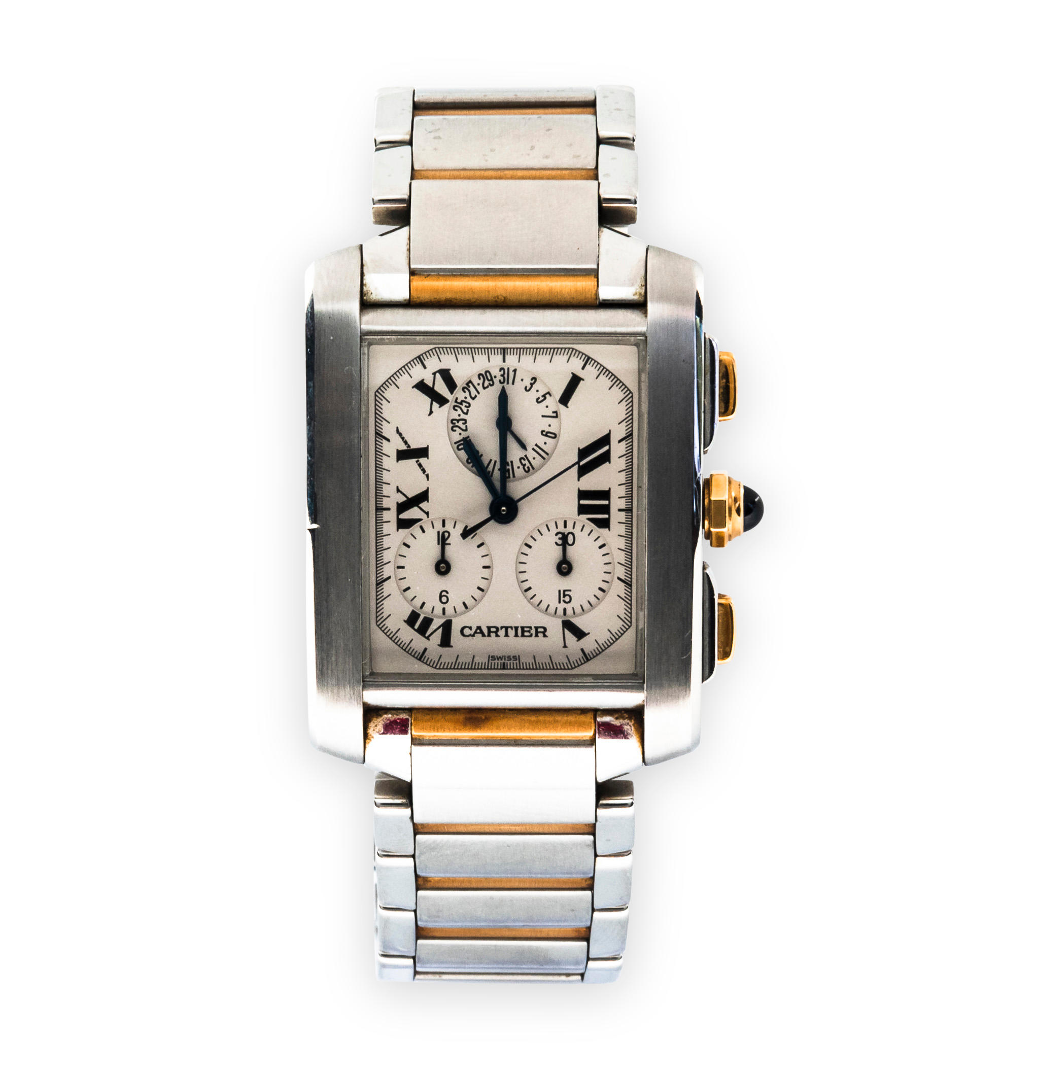 CARTIER TWO TONE WRISTWATCH TANK 3aebaa