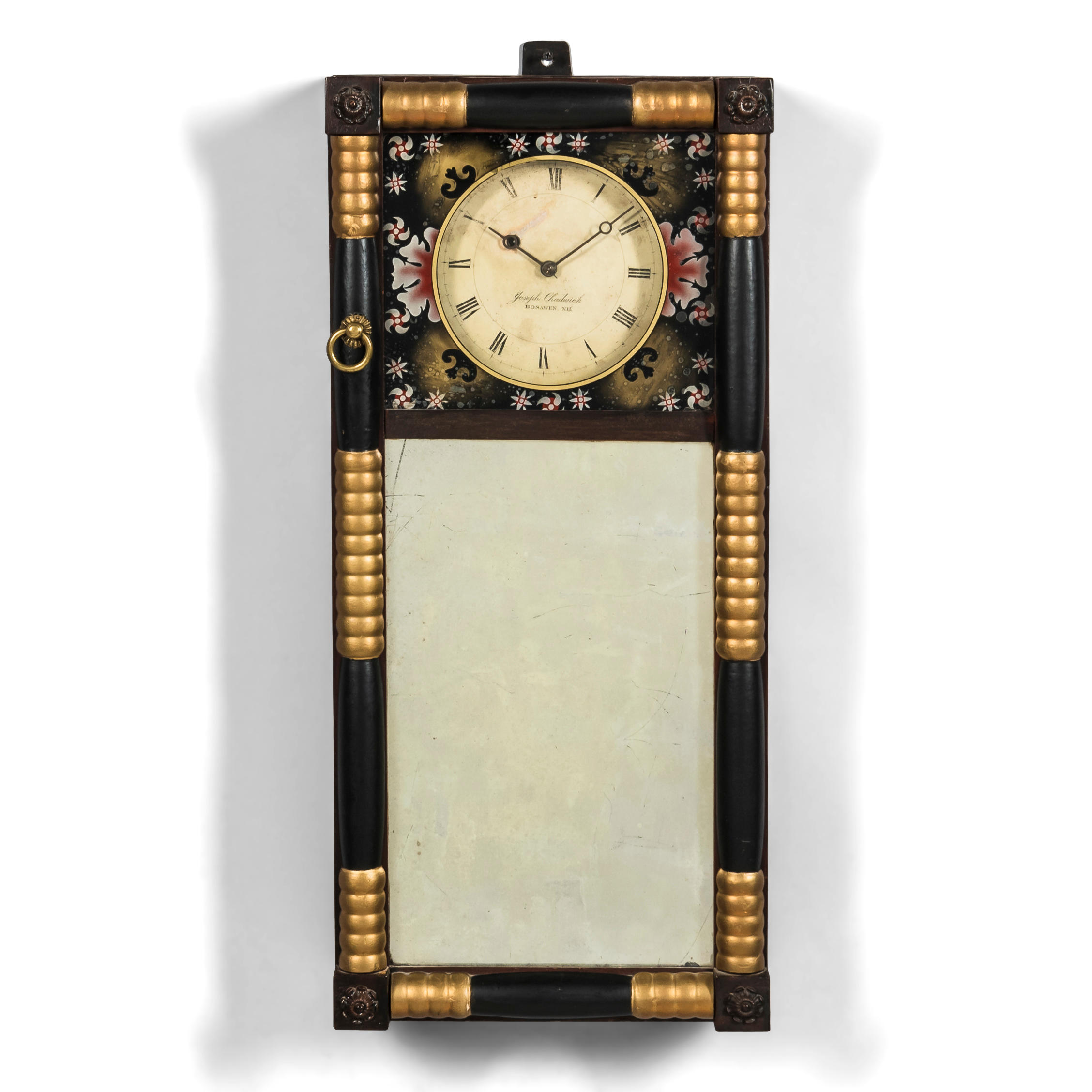 NEW HAMPSHIRE MIRROR CLOCK MARKED, JOSEPH