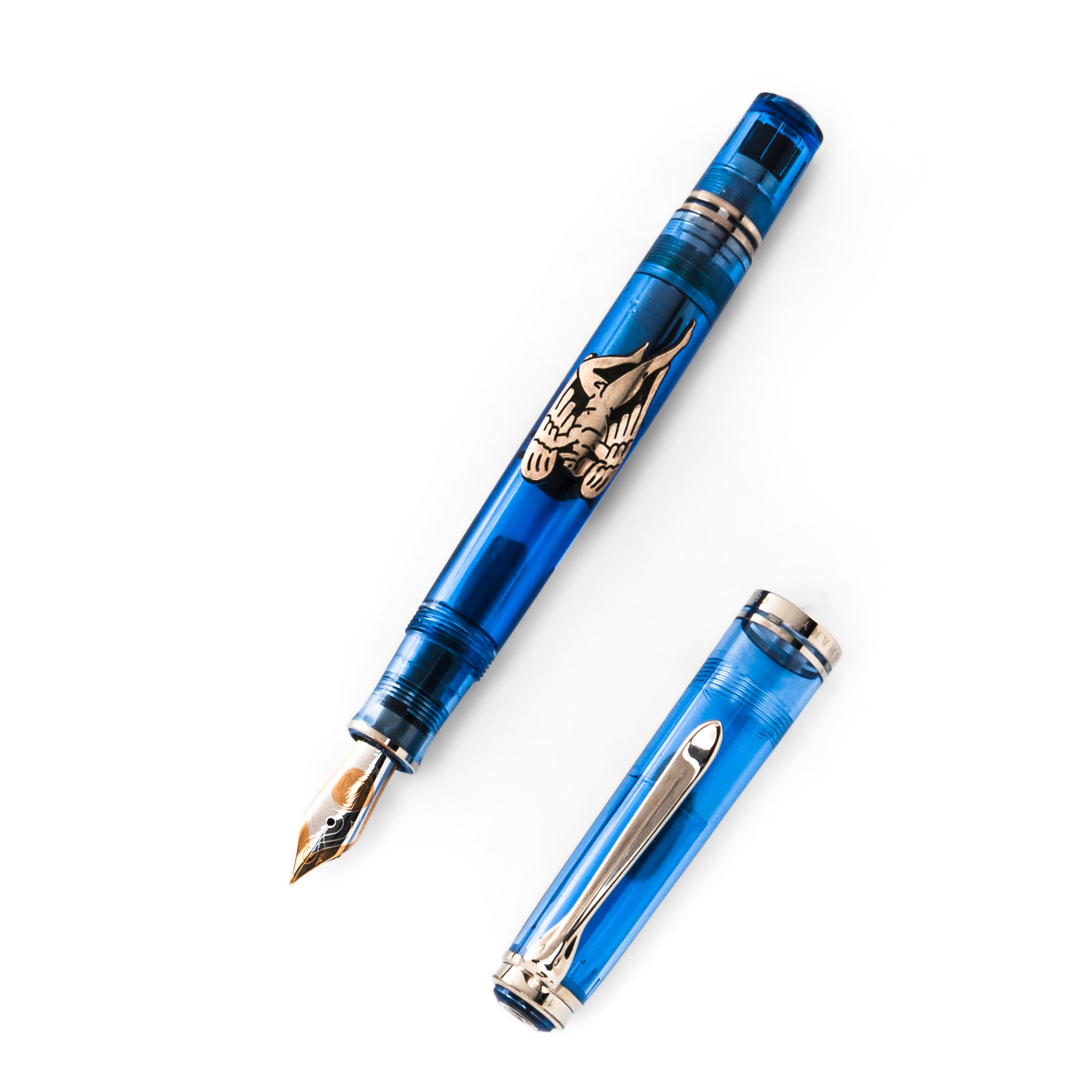 PELIKAN TRANSPARENT BLUE AND STERLING