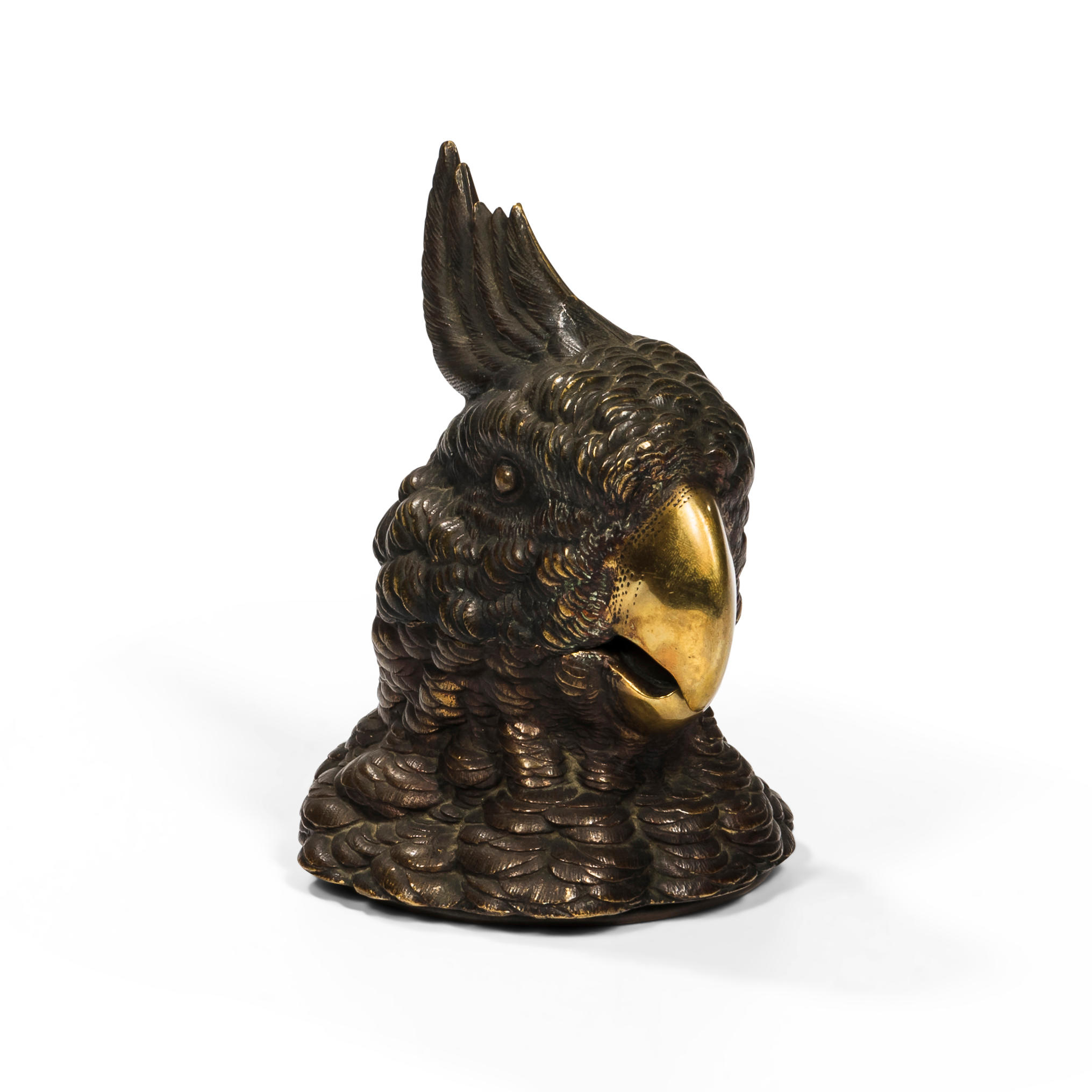 CAST COCKATOO-FORM INKWELL 19th century,