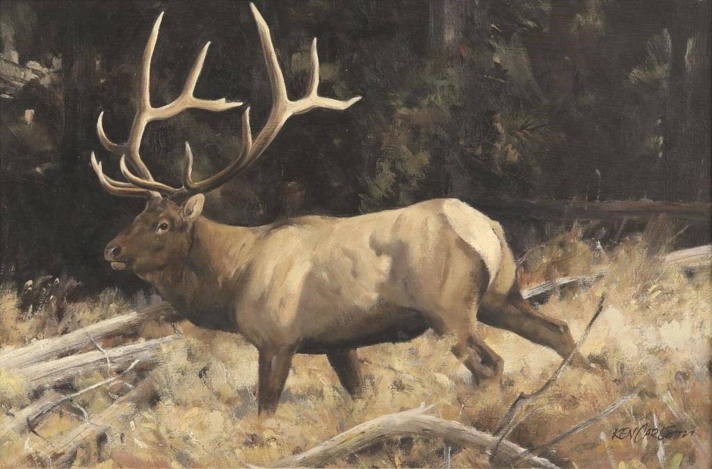 KEN CARLSON B 1937 Bull Elk signed 3aedda