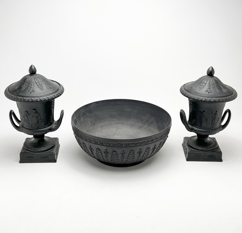 WEDGWOOD - BASALT COVERED URNS