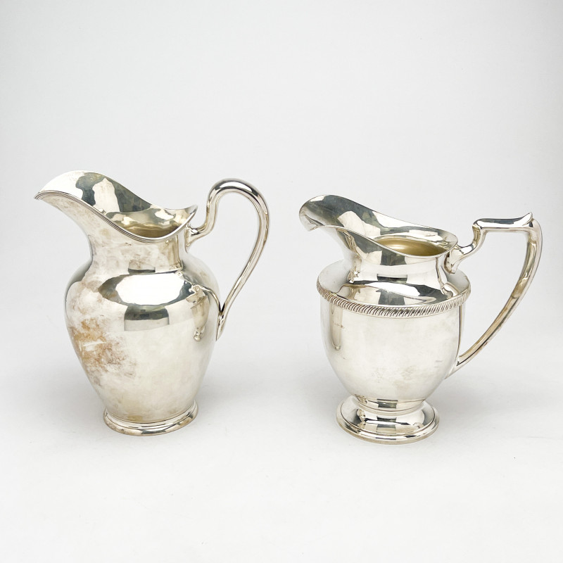 STERLING WATER PITCHERS, GROUP OF 2taller: