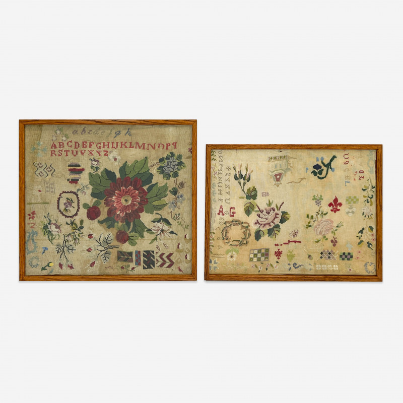 AMERICAN SAMPLERS, GROUP OF 2larger: