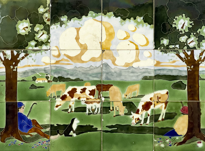 PASTORAL TILE FRIEZE WITH COW BOYS18