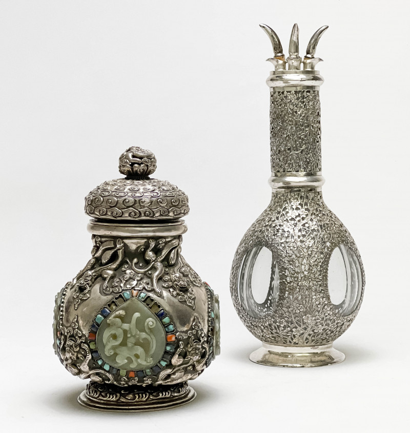 CHINESE SILVER AND JADE COVERED