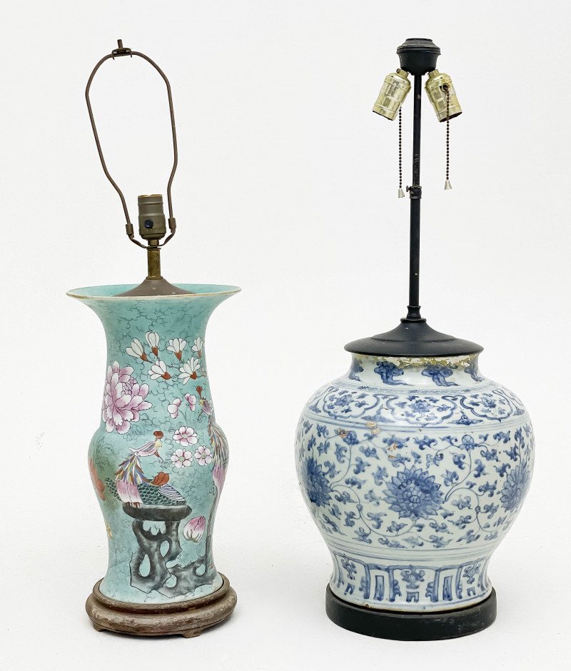 ASIAN TABLE LAMPS, GROUP OF 2porcelain: