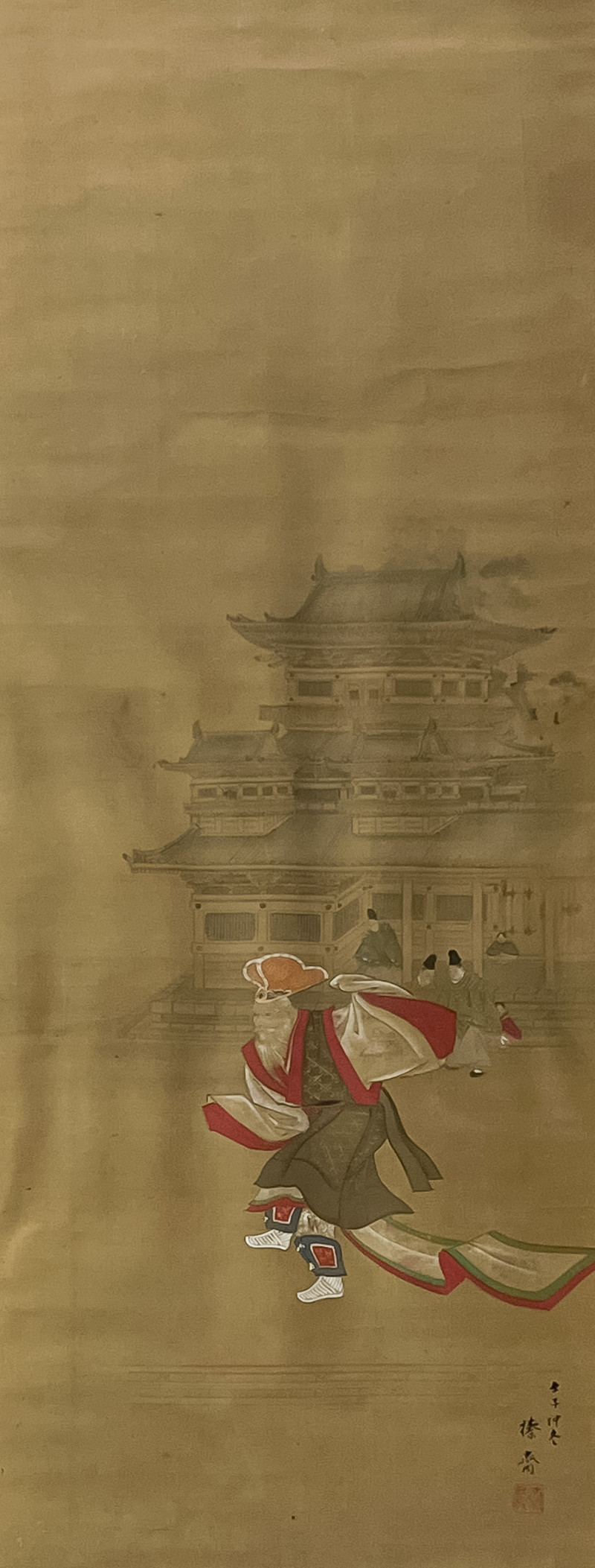 JAPANESE PAINTING, DANCING FIGURE,