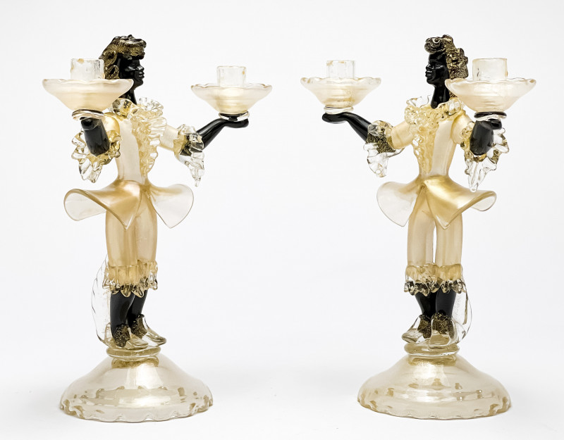 PAIR OF VENETIAN GLASS FIGURAL