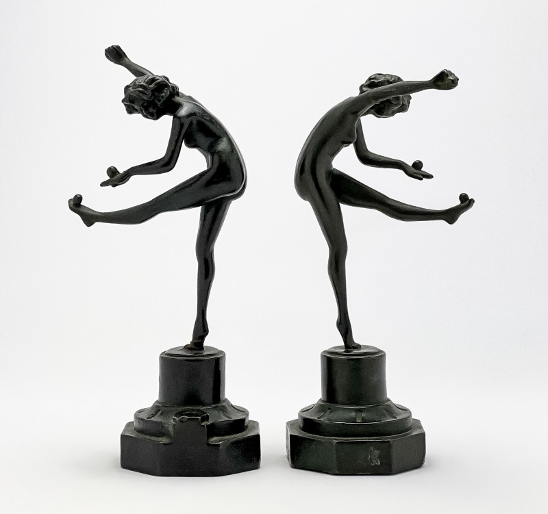 ART DECO PATINATED METAL FIGURAL