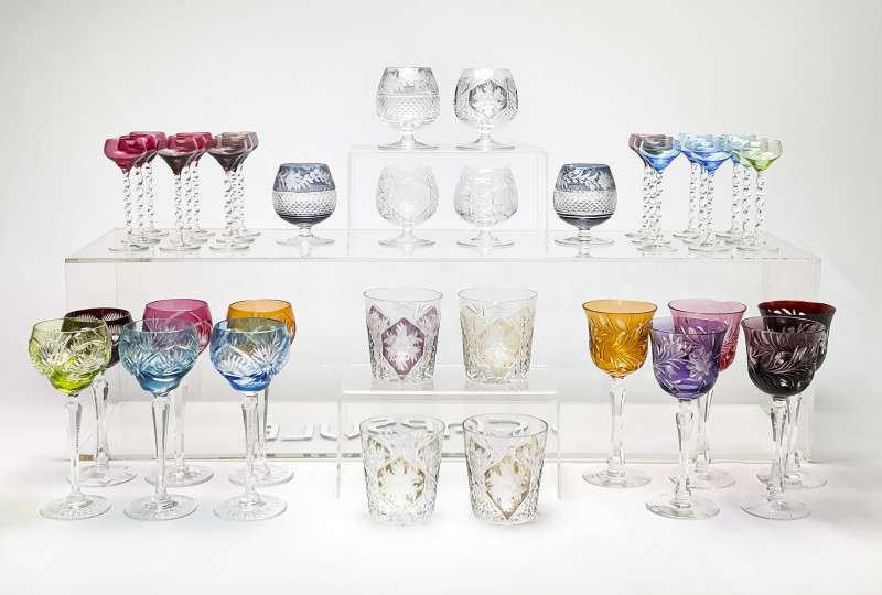 ASSORTMENT OF COLORFUL CUT-GLASS