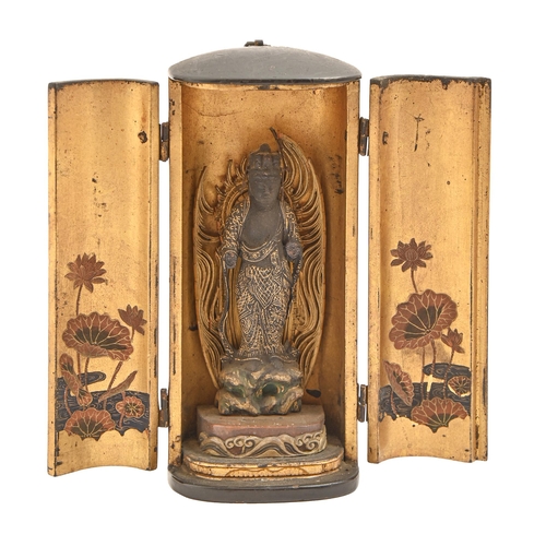 A Japanese lacquer miniature shrine,