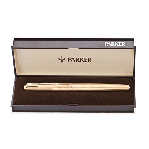 A gold plated Parker 61 fountain