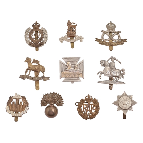 Ten various British army metal cap badges