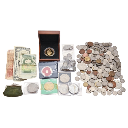 Miscellaneous coins and banknotes,