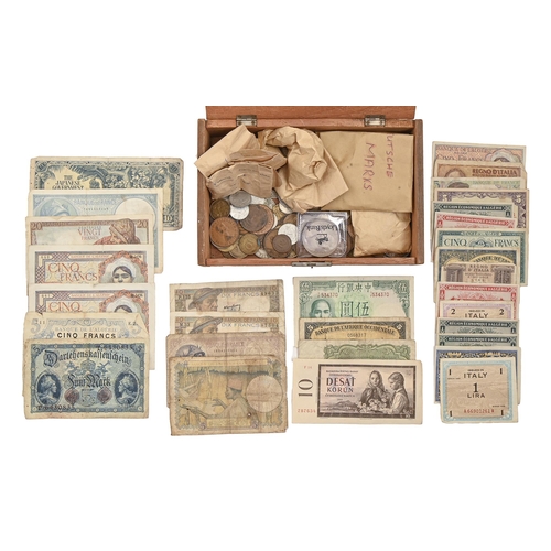 Miscellaneous coins and banknotes,