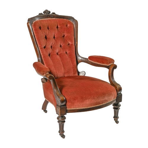 A Victorian walnut open armchair  3af3e4