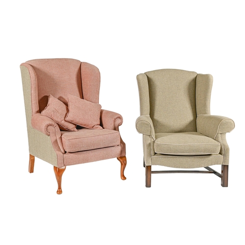 Two wing armchairs, in George III