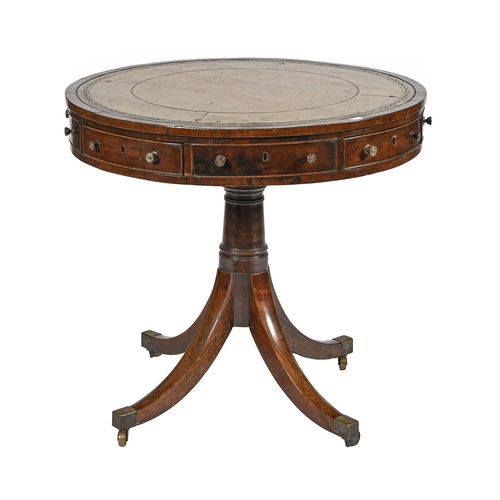 A George III mahogany drum table, with