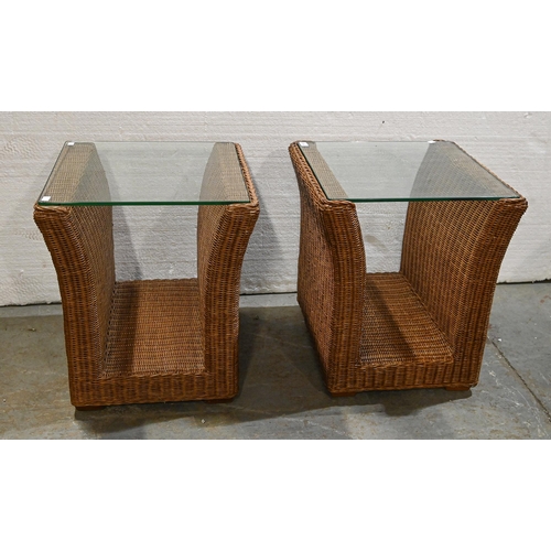 A pair of rattan occasional tables,