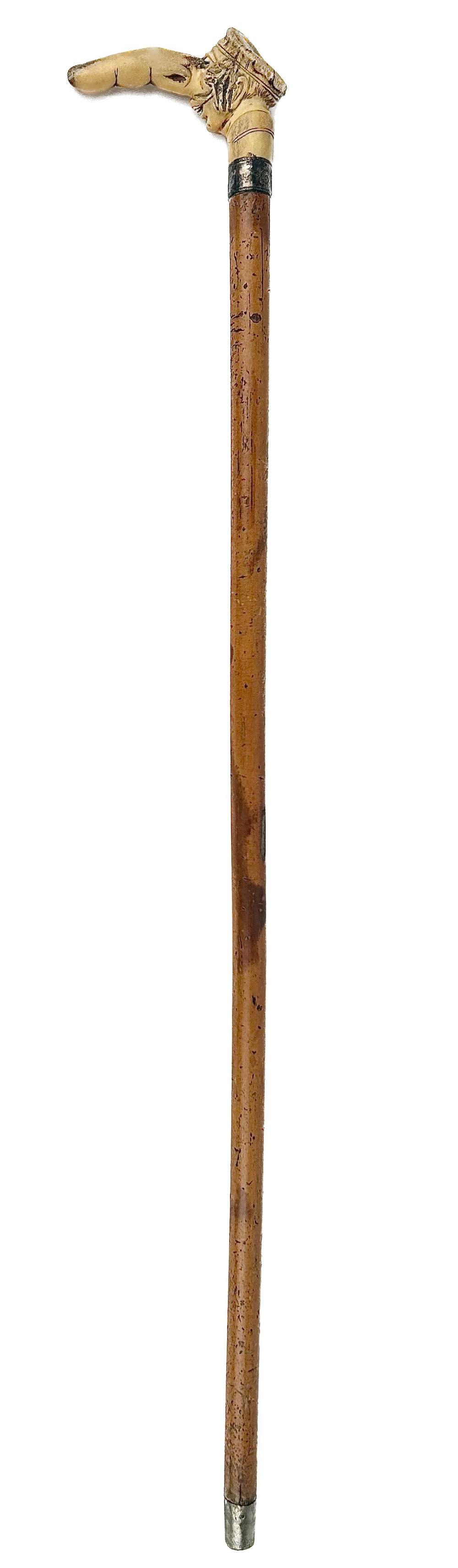 CARICATURE STAGHORN-HANDLED CANE