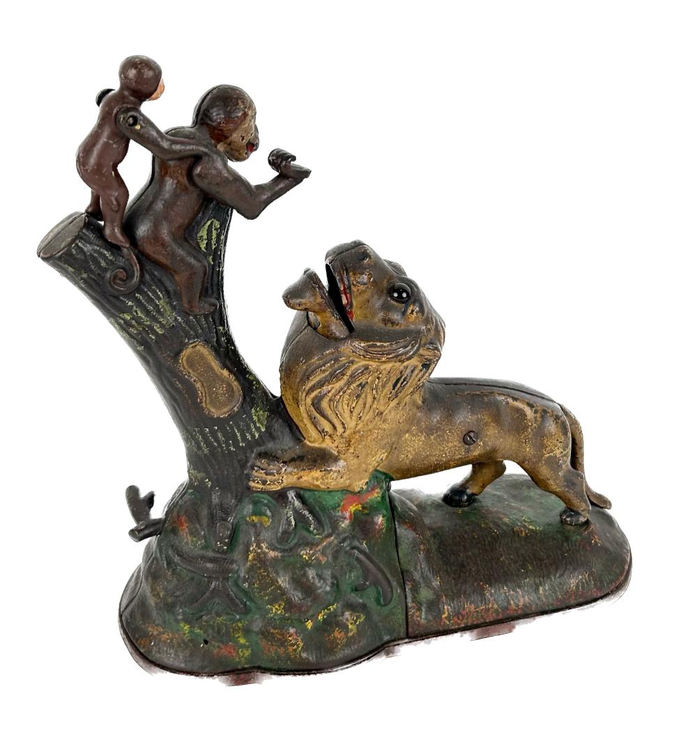 "LION AND TWO MONKEYS" CAST IRON